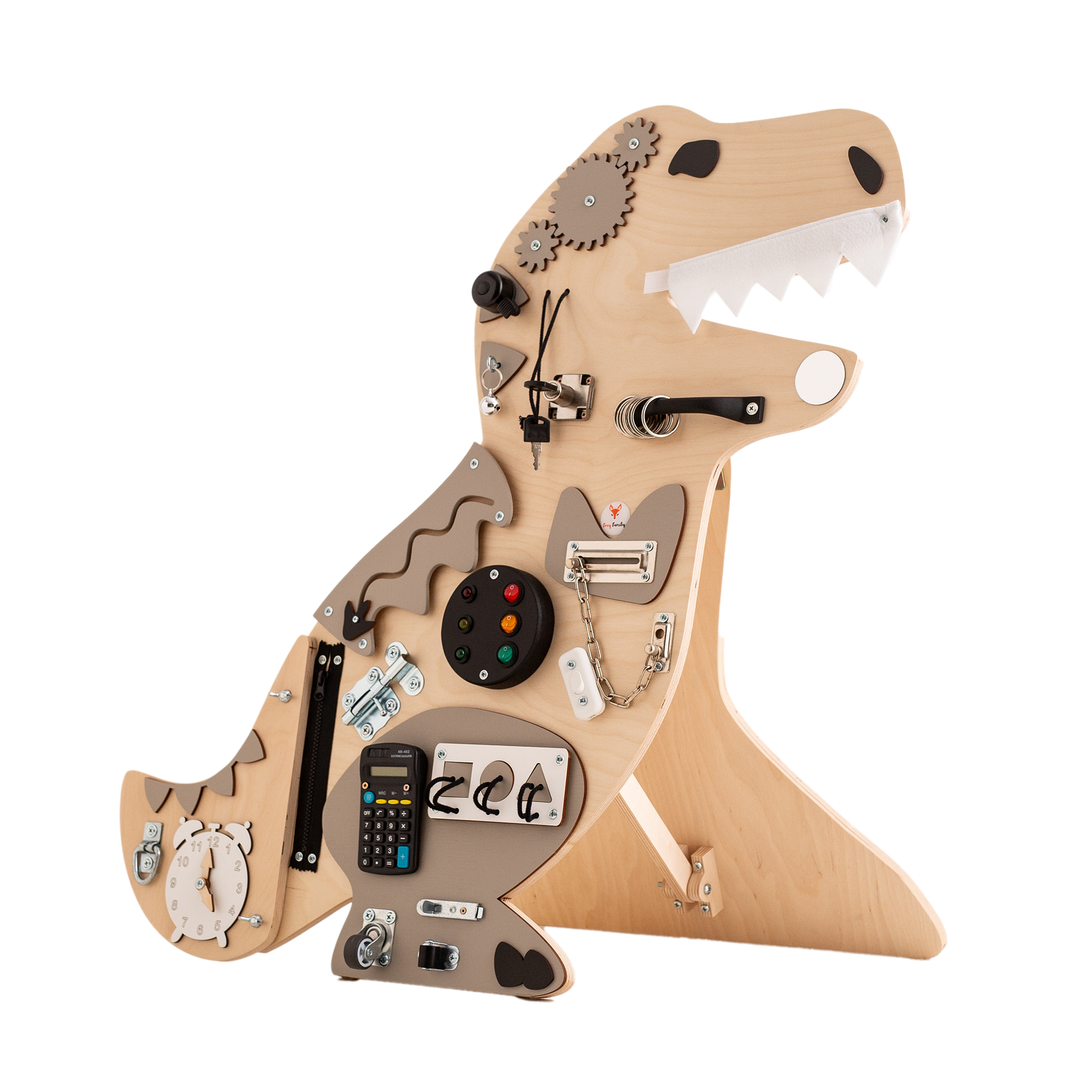 Foxy Family Montessori activity board Dinoland Tyrannosaurus Rex přírodní Varianta: Se stojanem - samostatně stojící