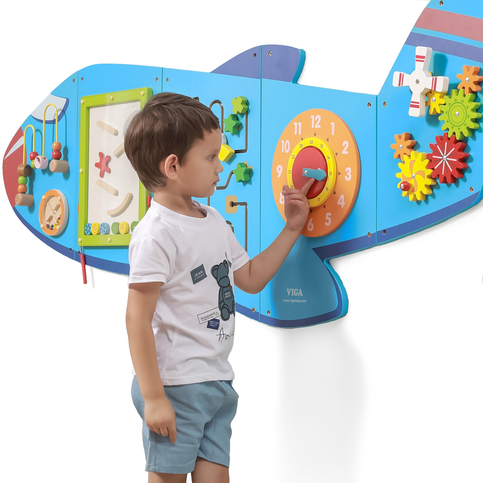 Viga Toys VIGA Dřevěný aktivity board - letadlo - certifikát FSC Montessori