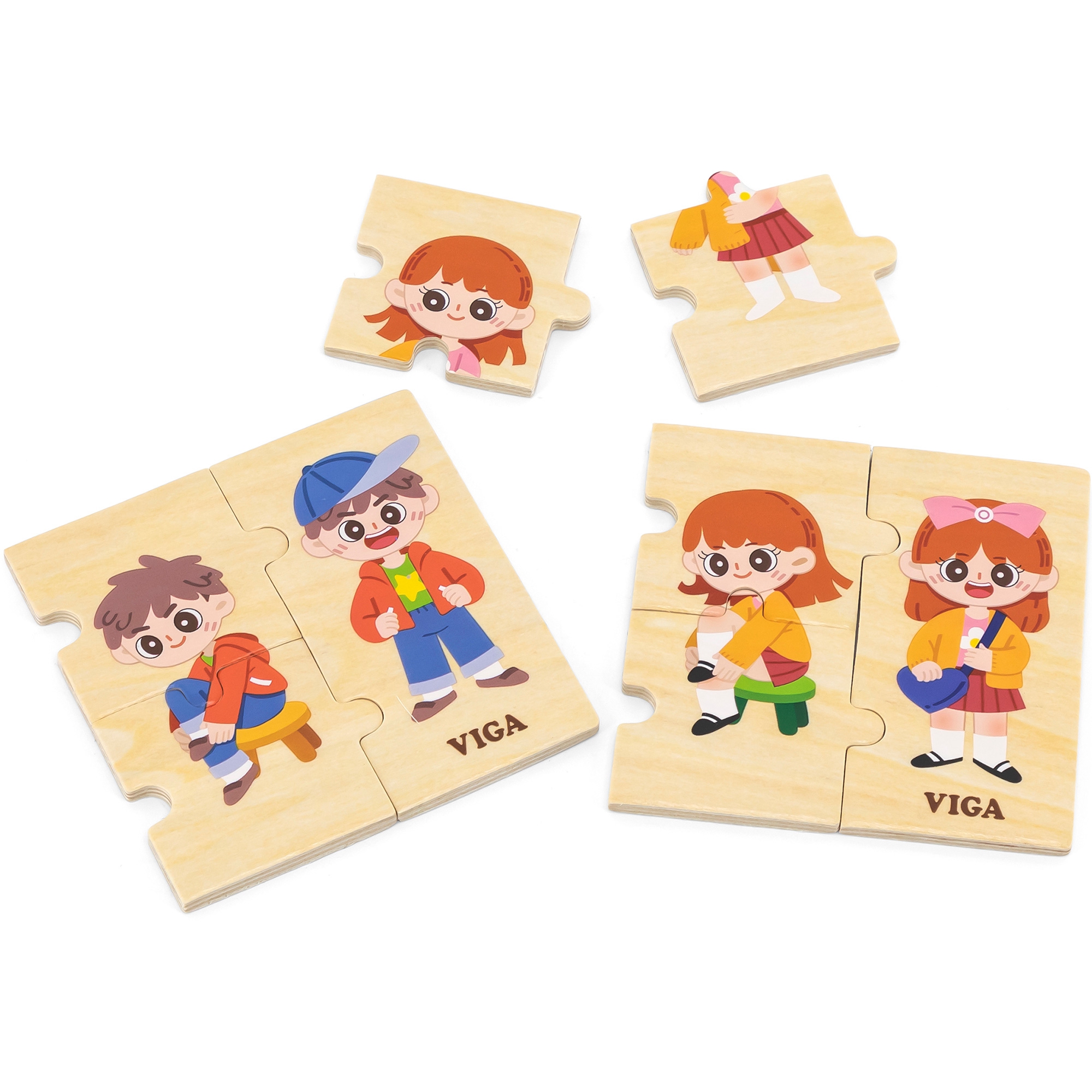 Viga Toys Dřevěné výukové puzzle VIGA Dětské oblékací puzzle