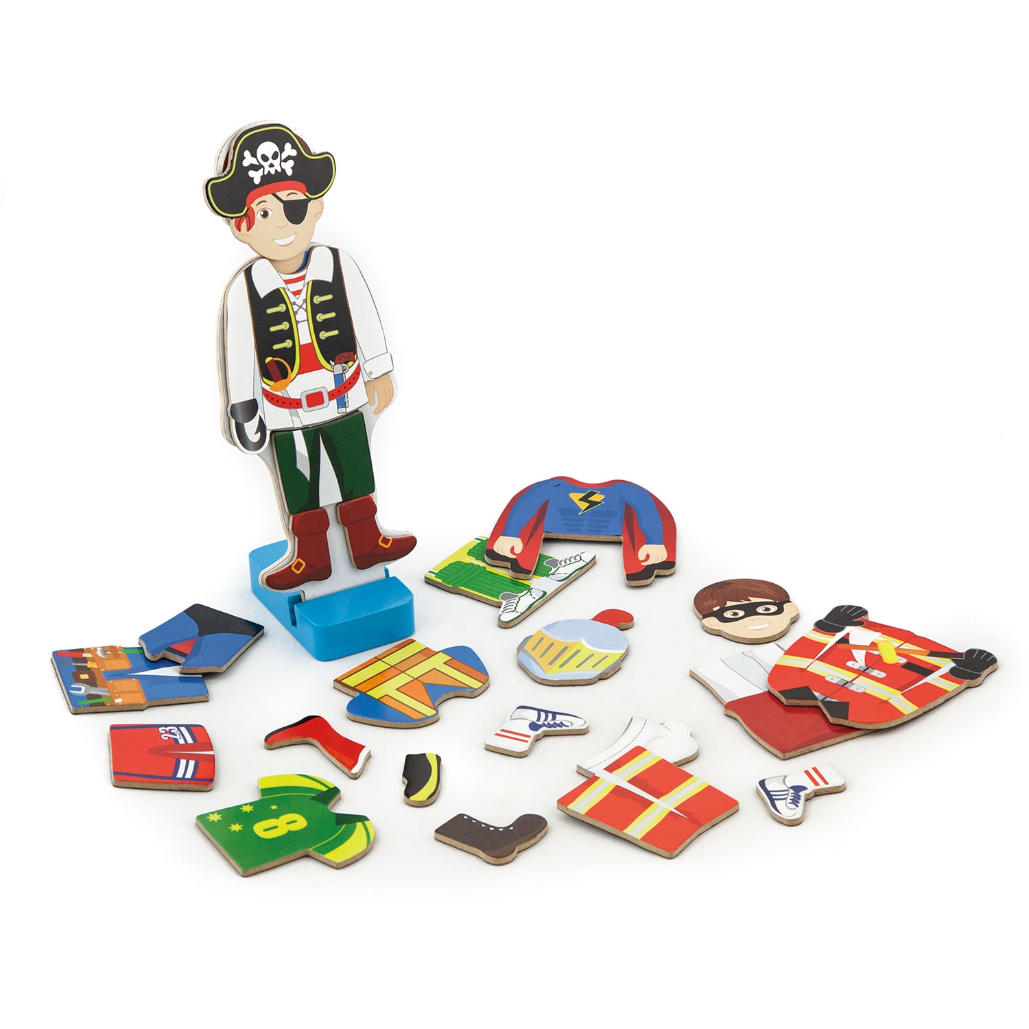 Viga Toys Dřevěné magnetické oblékací puzzle Viga, 8 postav