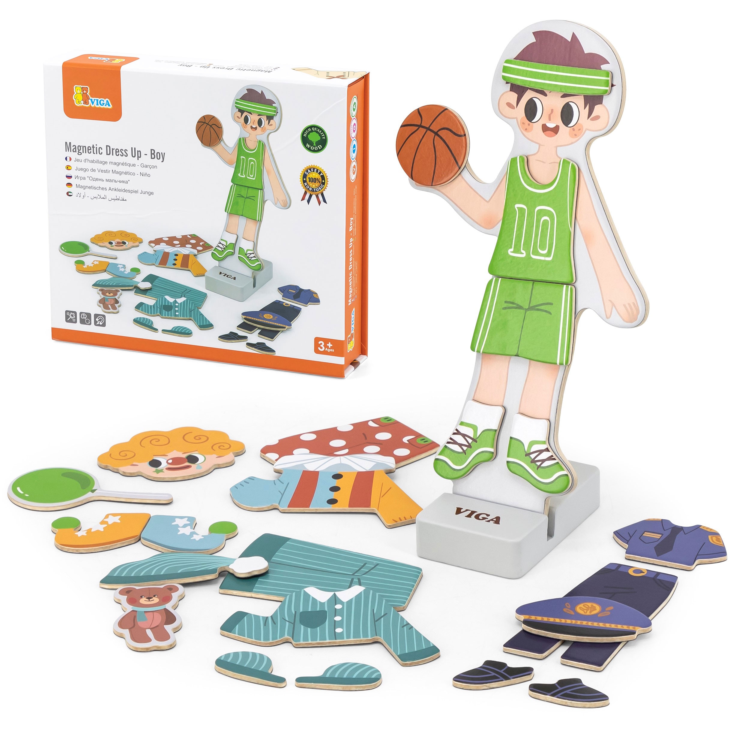 Viga Toys Dřevěné magnetické oblékací puzzle Viga, chlapeček