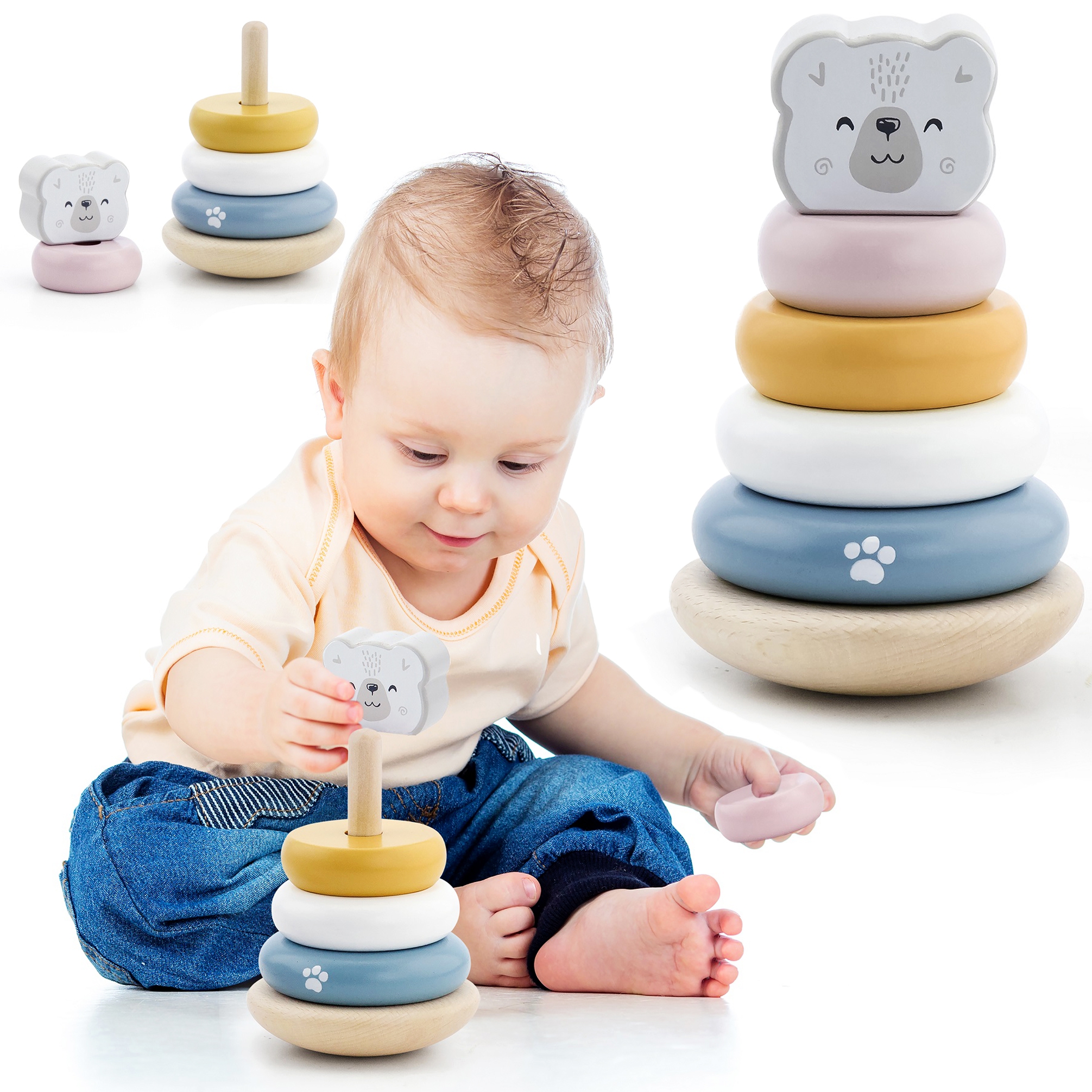Viga Toys Dřevěné navlékací kroužky Lední medvěd Viga PolarB