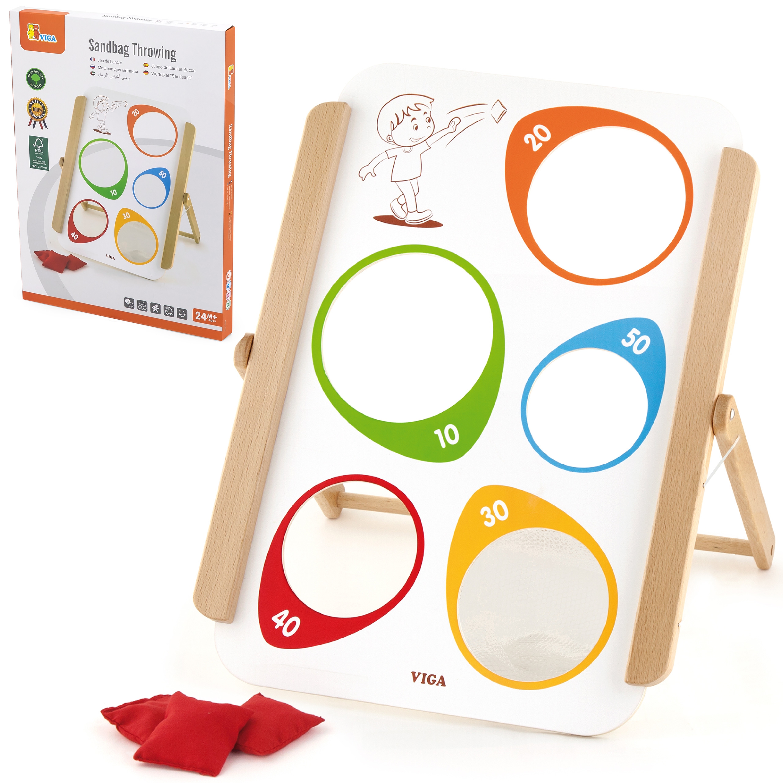 Viga Toys Dřevěná arkádová hra Hoď na cíl Viga
