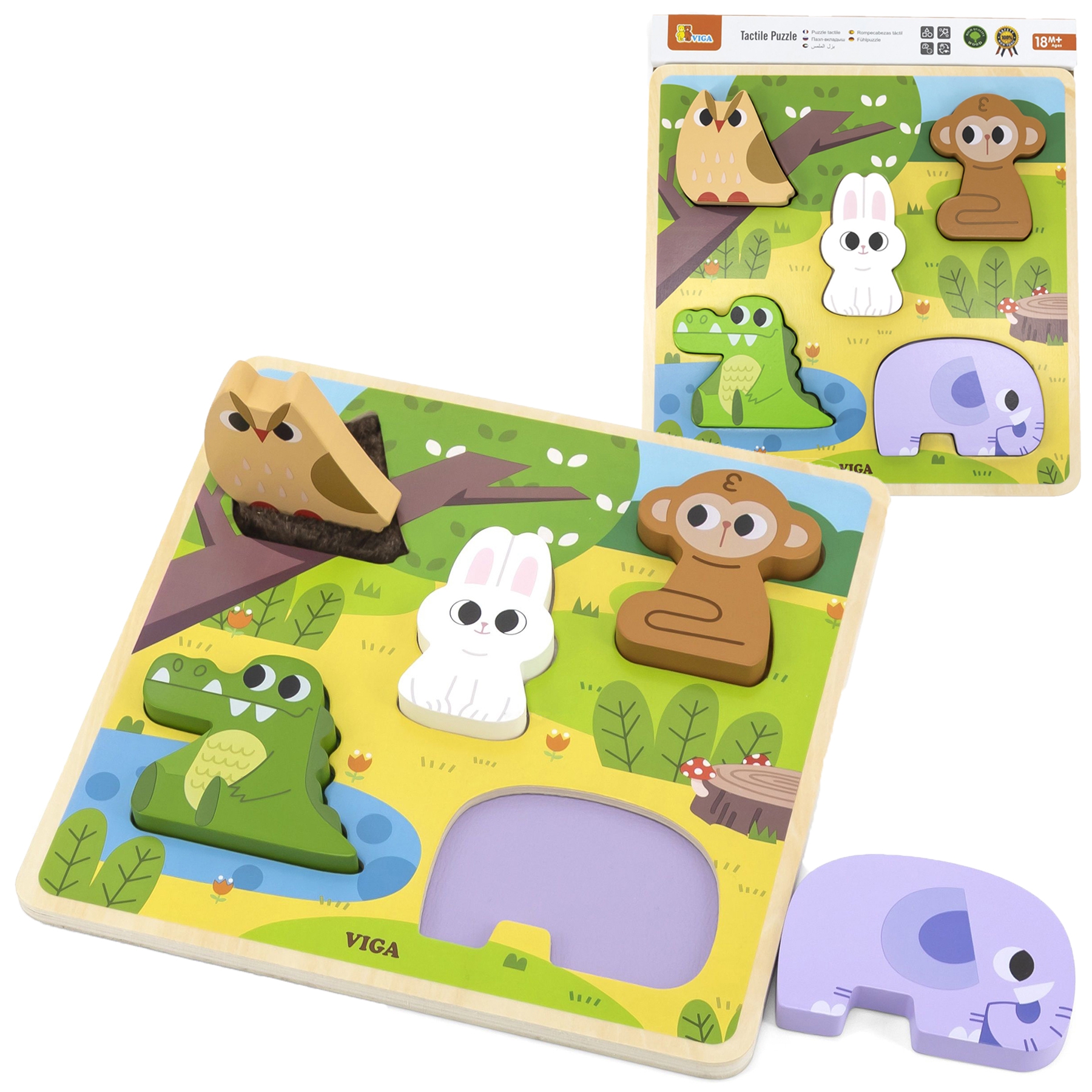 Viga Toys Dřevěná zvířátka VIGA, lesní puzzle