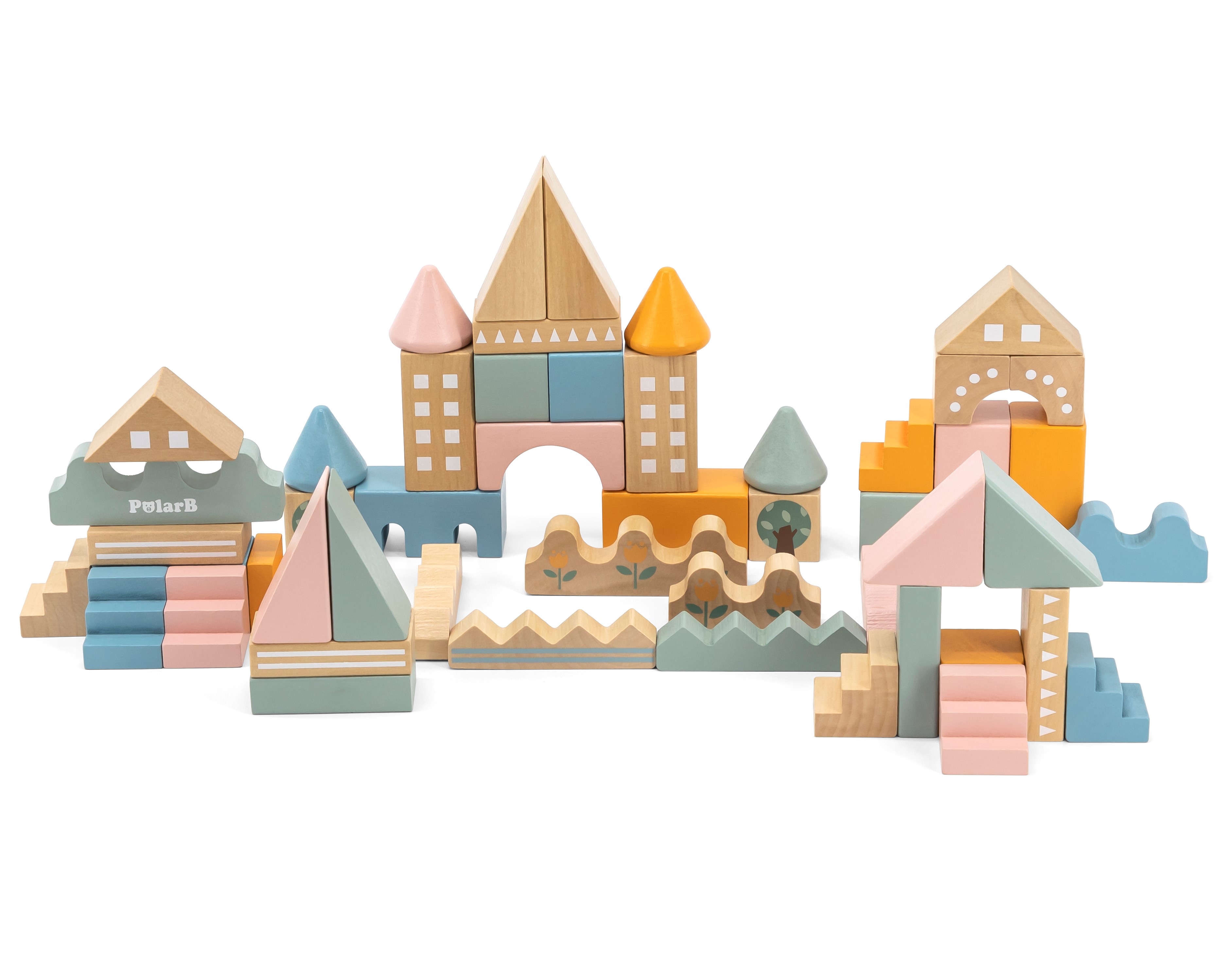 Viga Toys Dřevěné Montessori kostky Viga PolarB Městské kostky 50 prvků