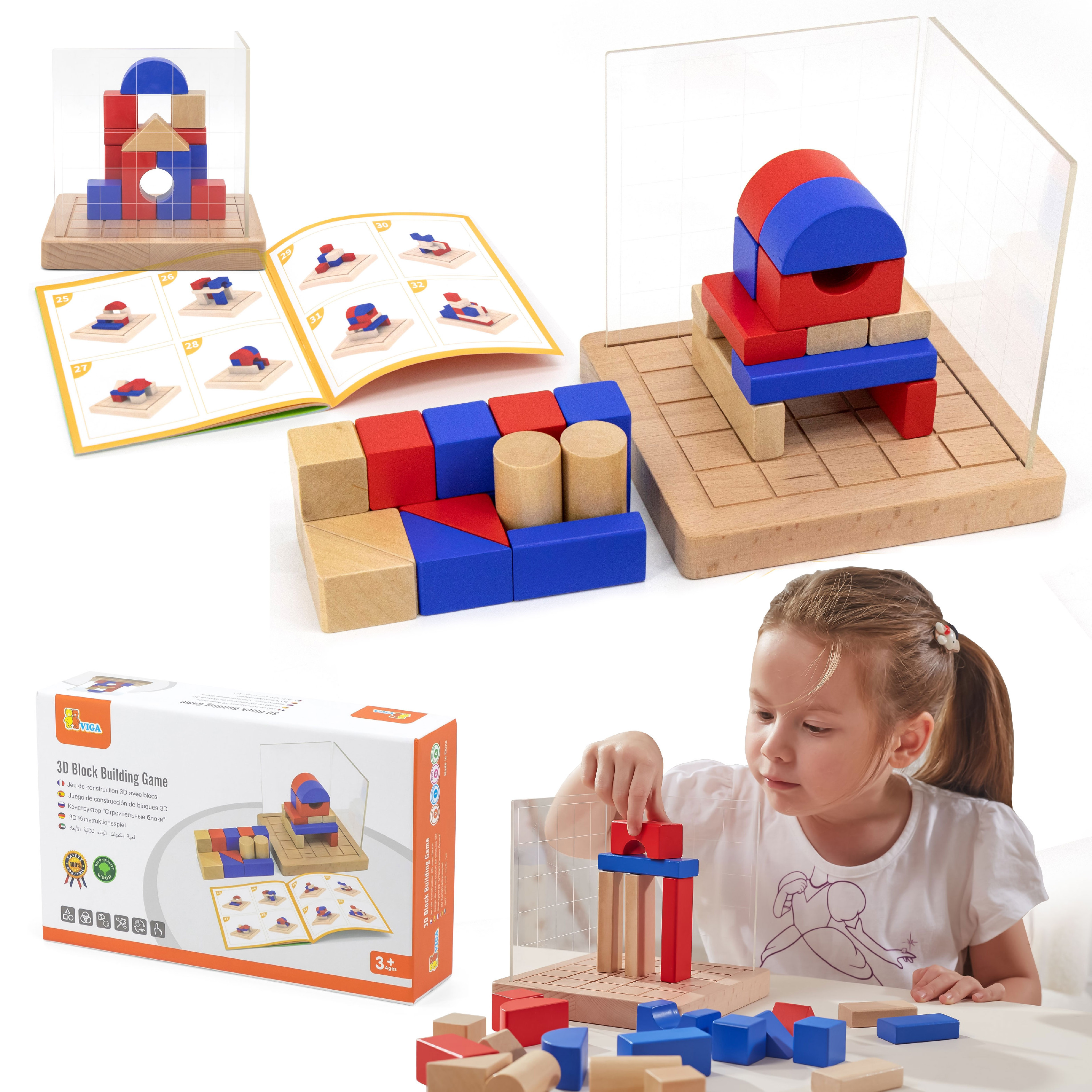 Viga Toys Dřevěná Montessori 3D hra Viga