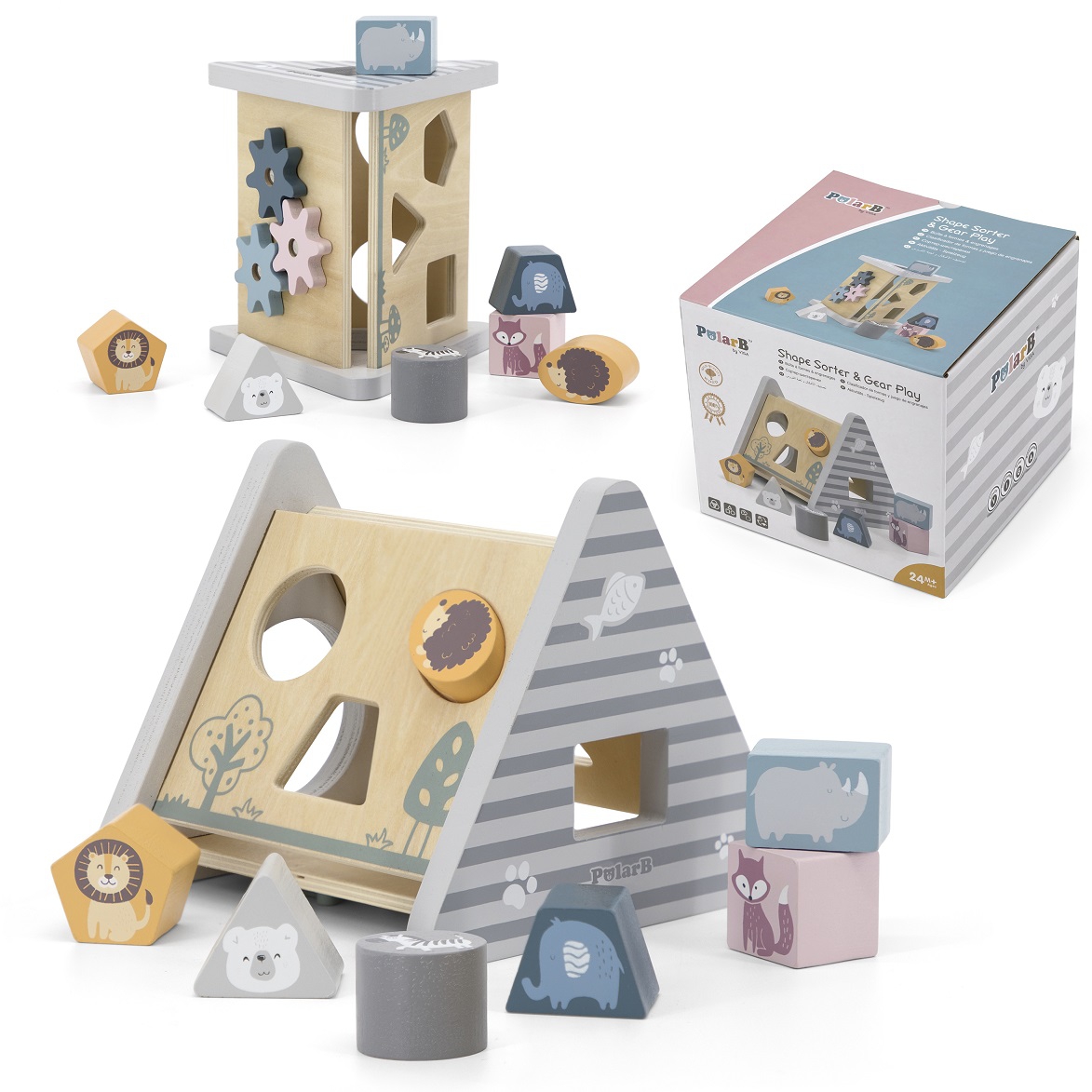Viga Toys Dřevěná vkládačka s pyramidovými kostkami Viga PolarB