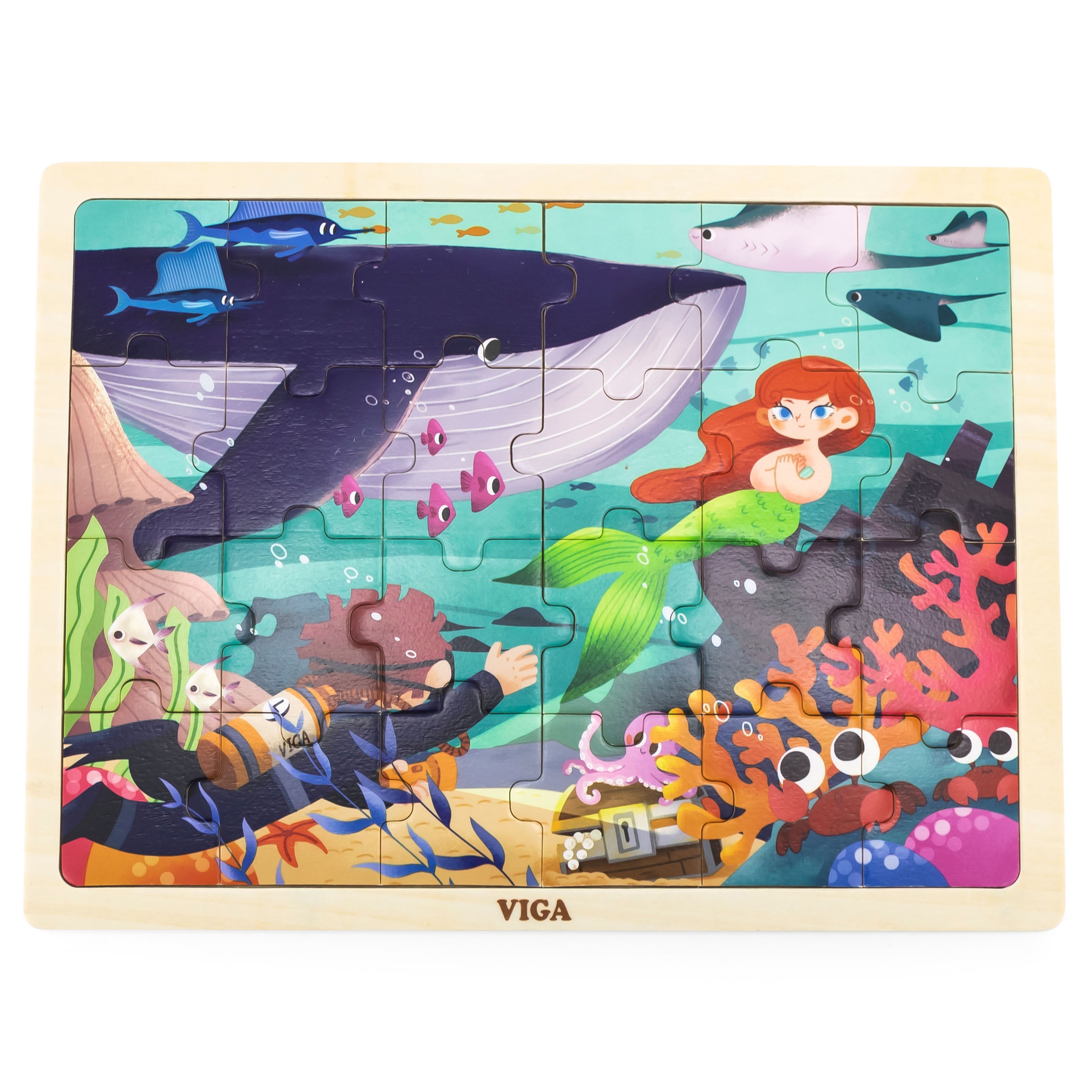 Viga Toys Dřevěné puzzle Viga, tajemství moře