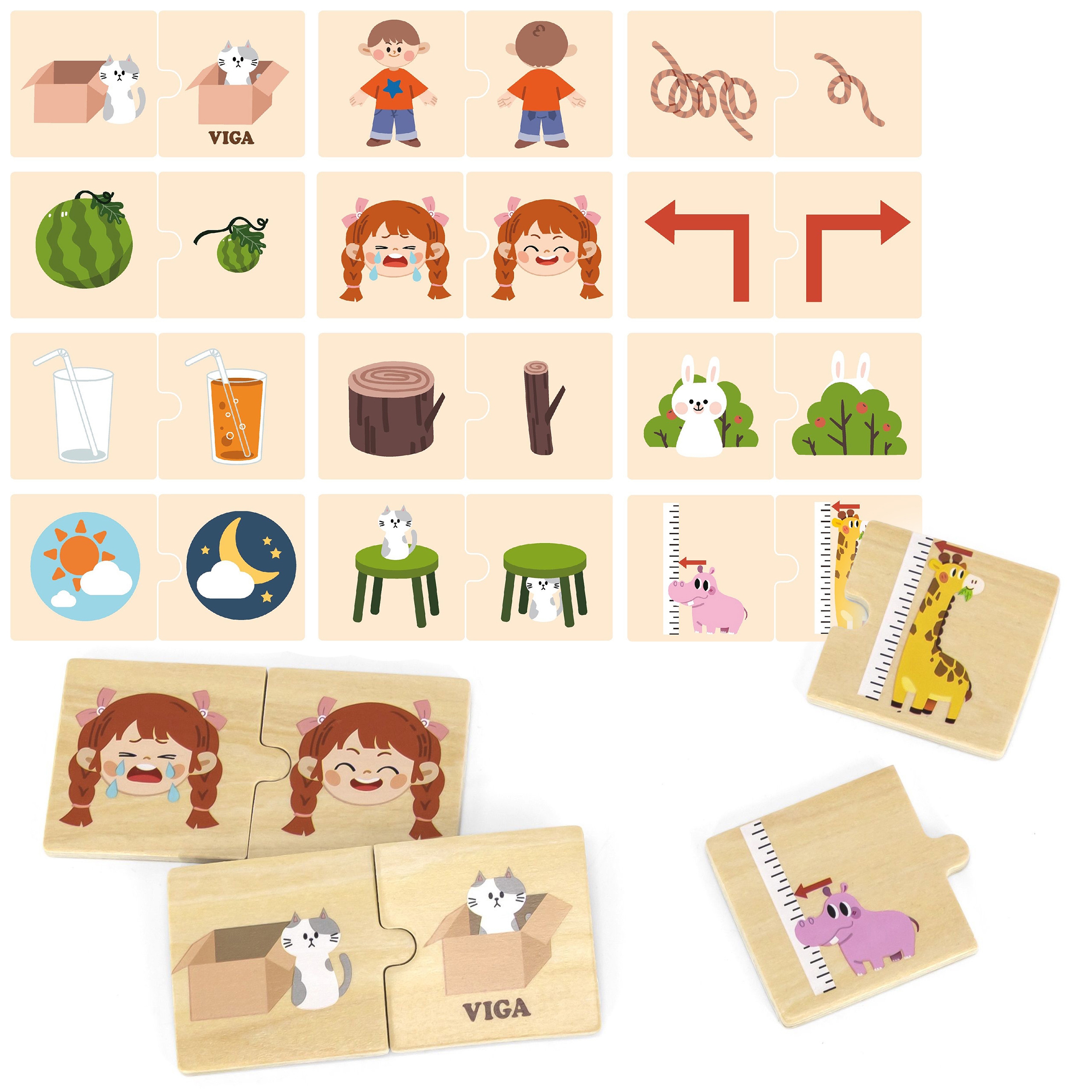 Viga Toys Dřevěné puzzle protiklady VIGA