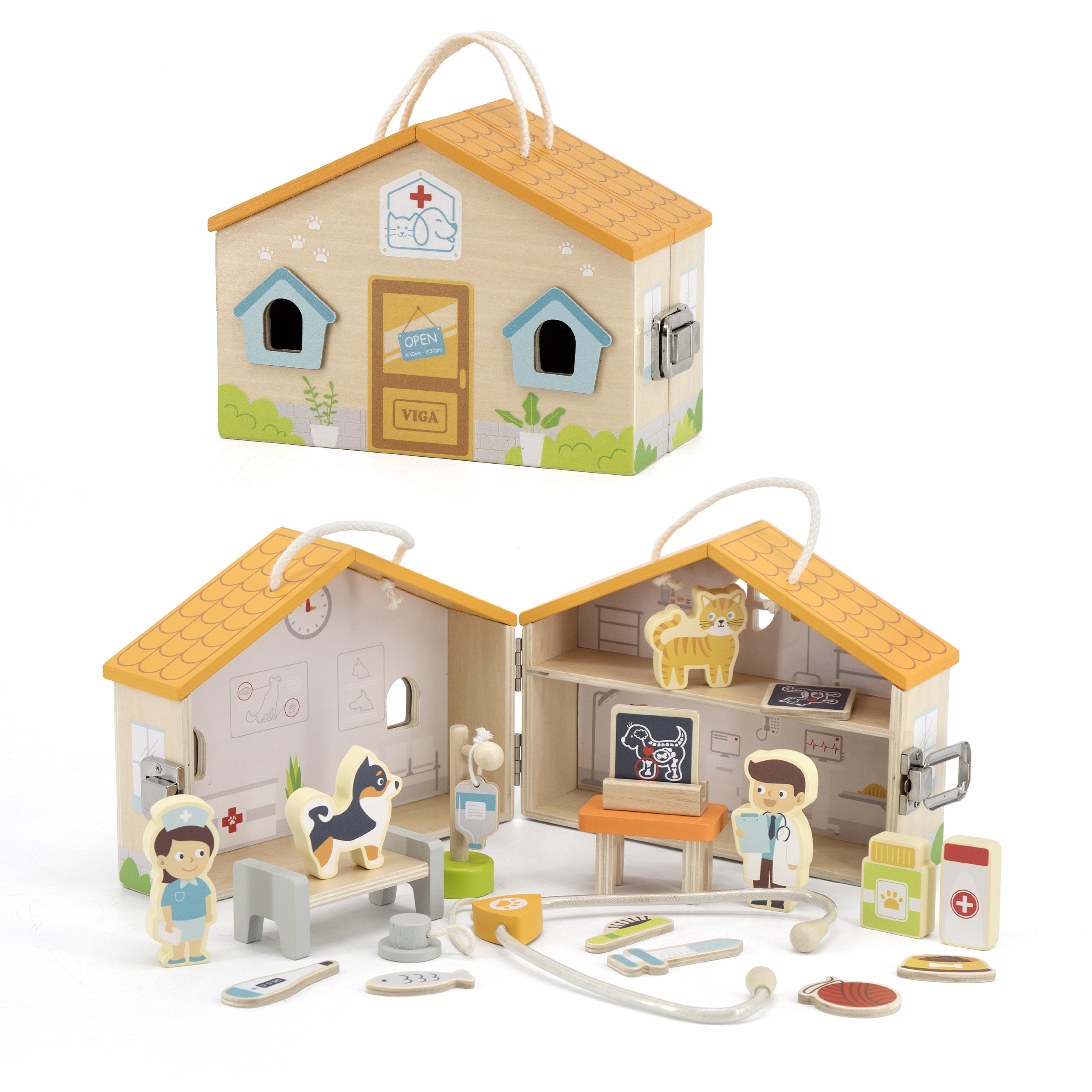 Viga Toys Dřevěná veterinární nemocnice Viga