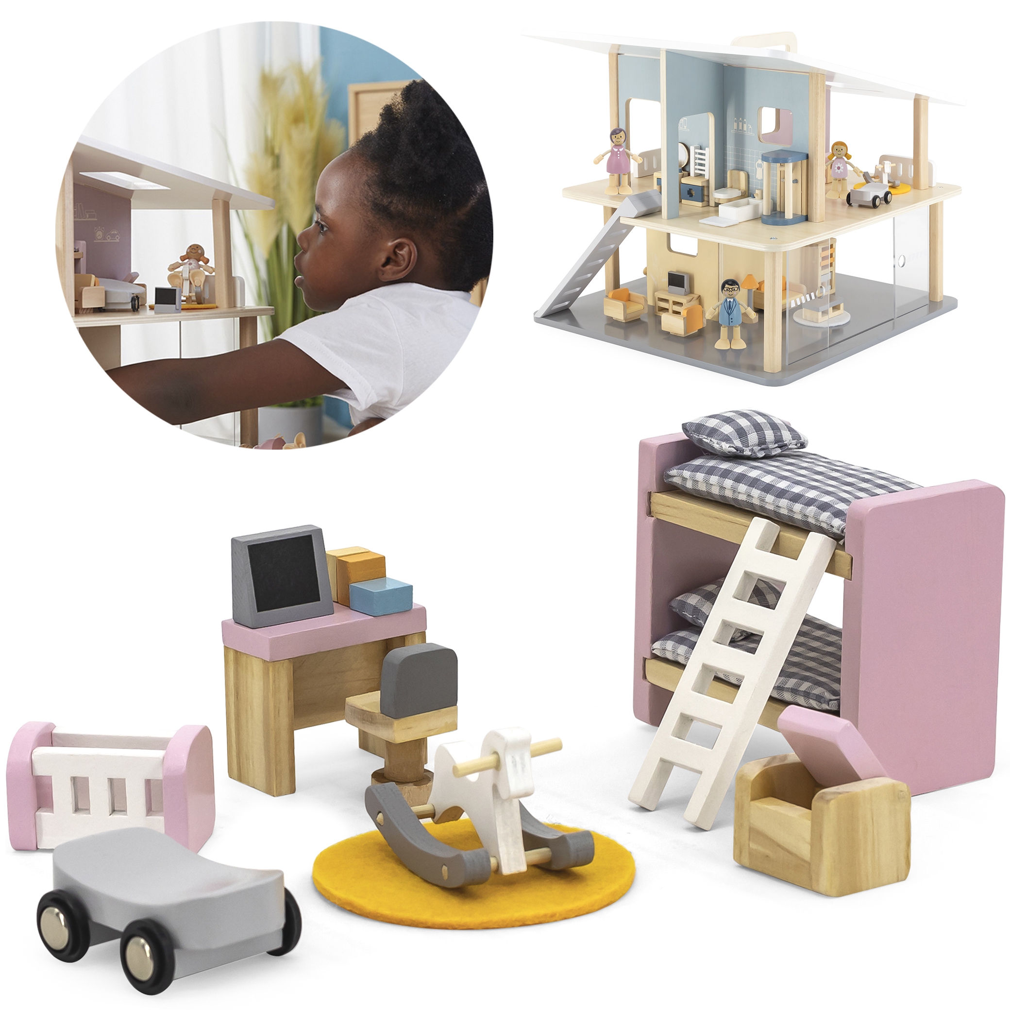 Viga Toys Sada nábytku VIGA PolarB do domečku pro panenky, dětský pokoj