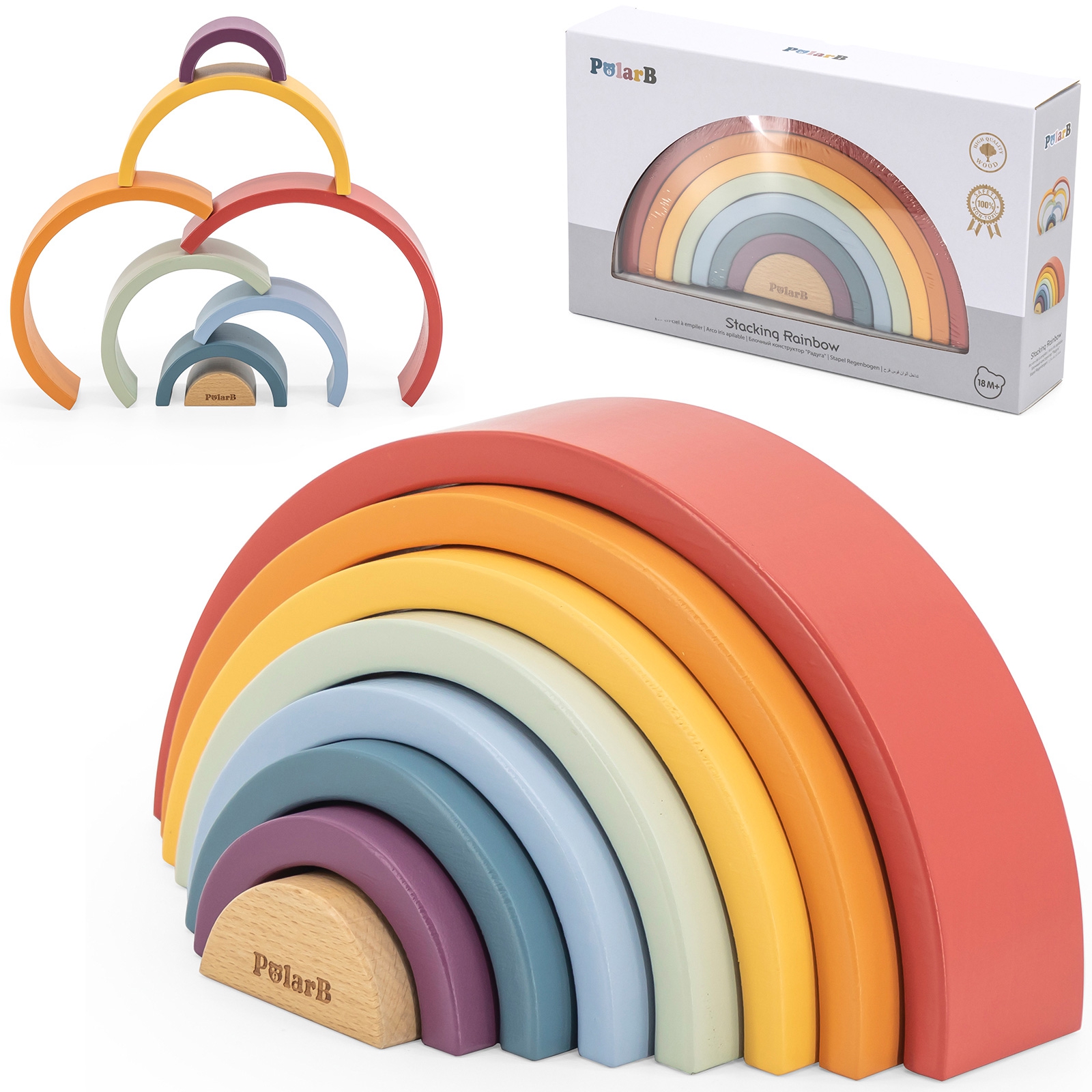 Viga Toys Dřevěné Montessori duhové puzzle VIGA PolarB