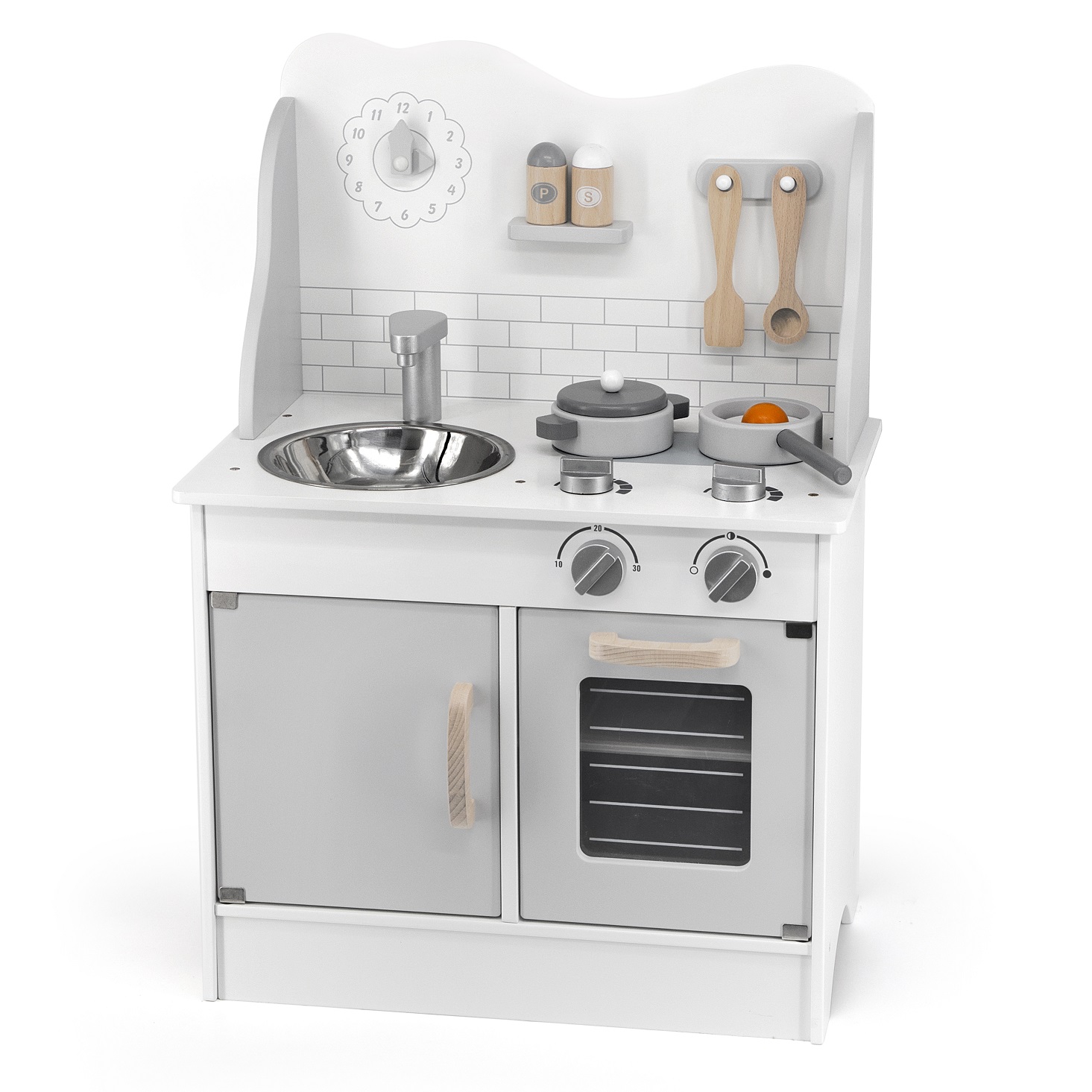 Viga Toys Dřevěná kuchyně s doplňky Viga PolarB, Eco Grey