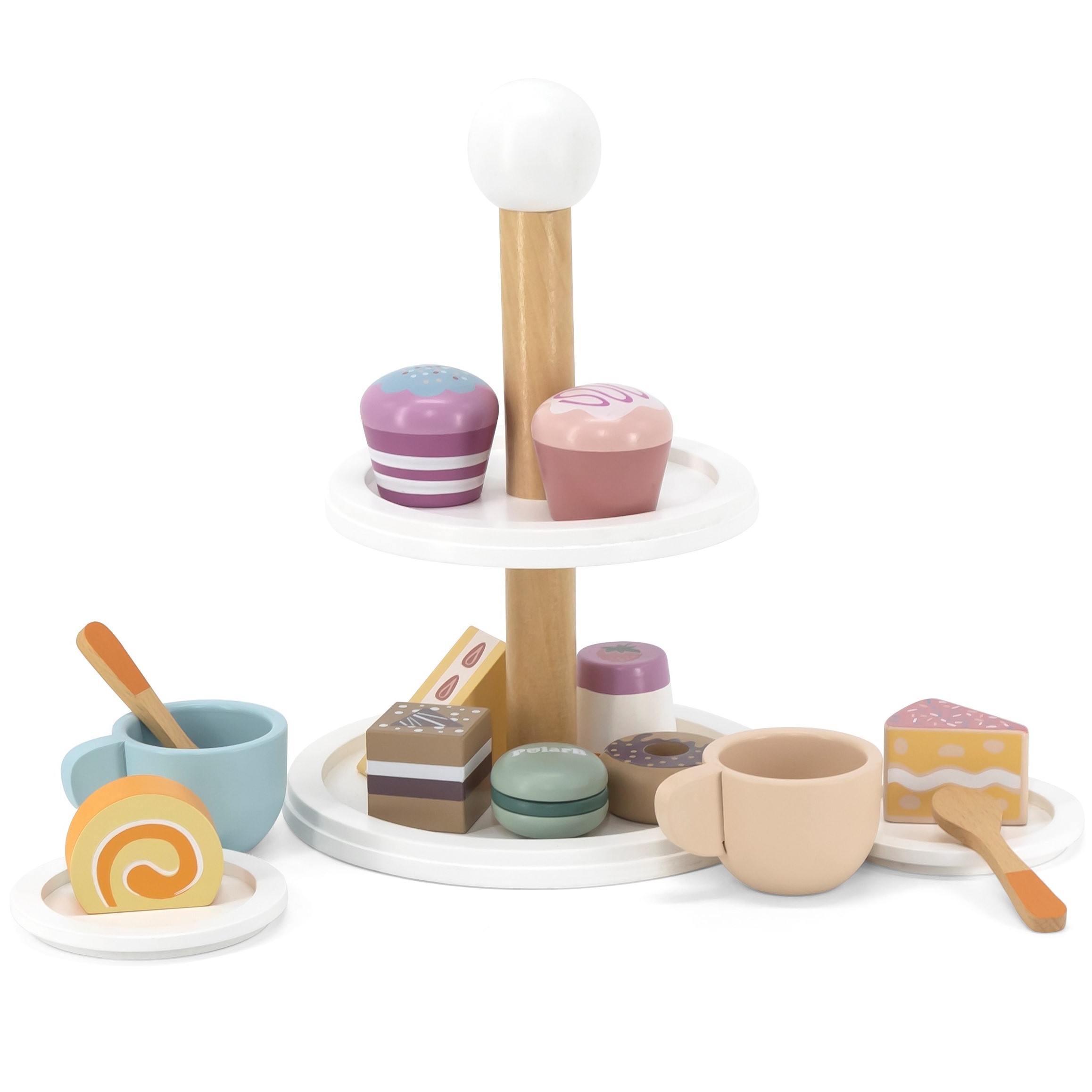 Viga Toys Dřevěný stojan na dorty s cupcaky, sušenkami a kávou Viga PolarB