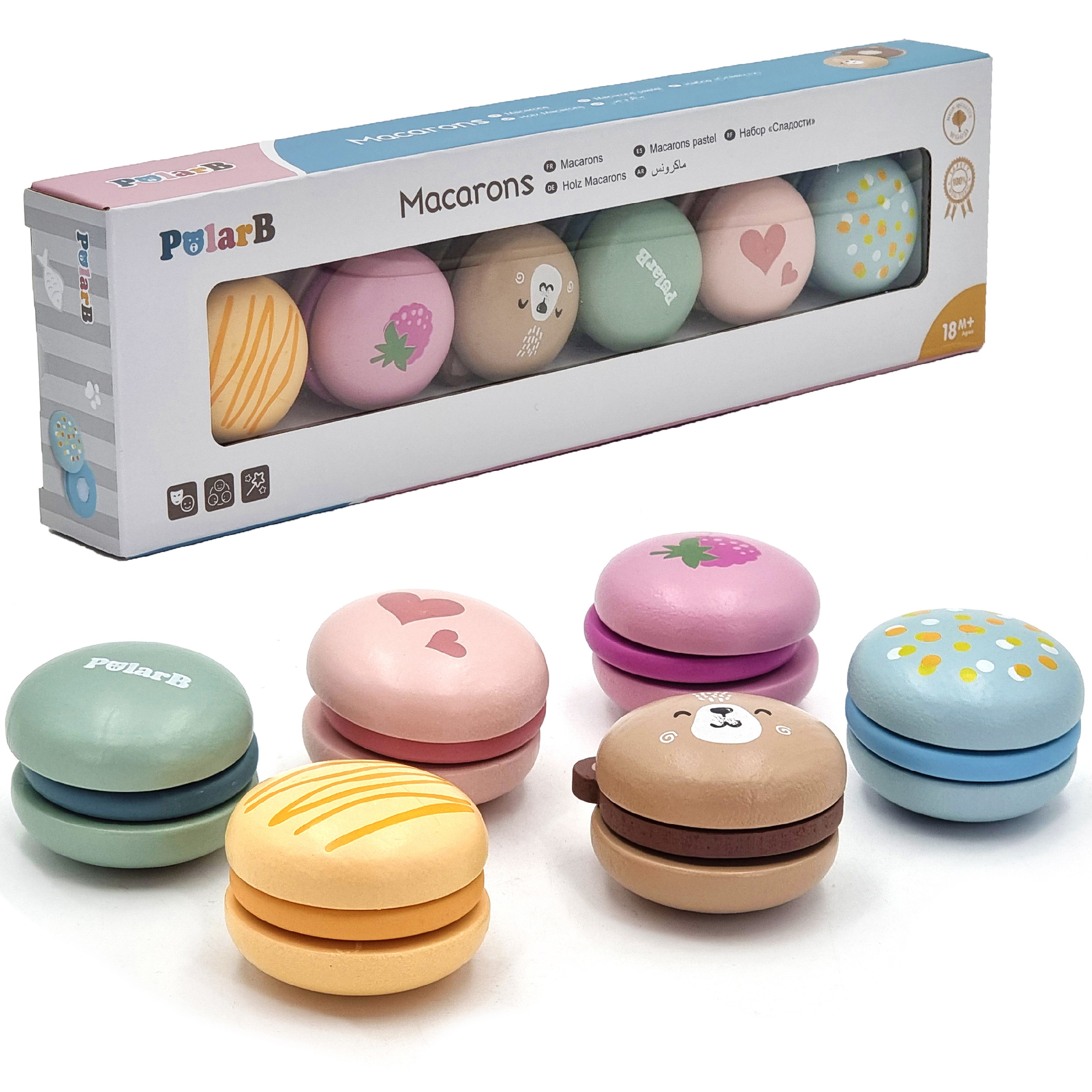 Viga Toys Dřevěná sada barevných makronek Viga PolarB