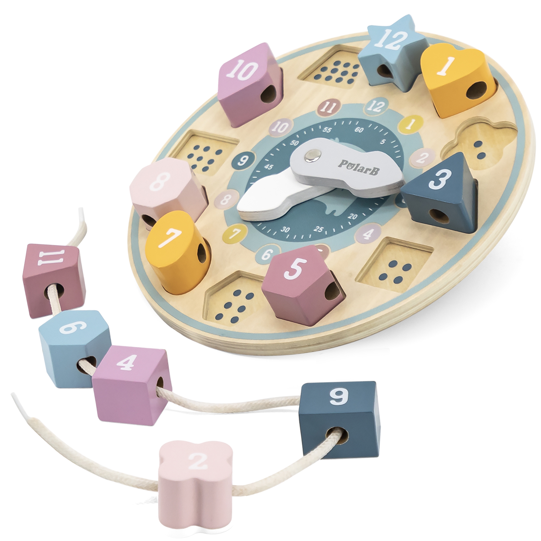 Viga Toys Montessori hodiny a navlékací kostky VIGA PolarB