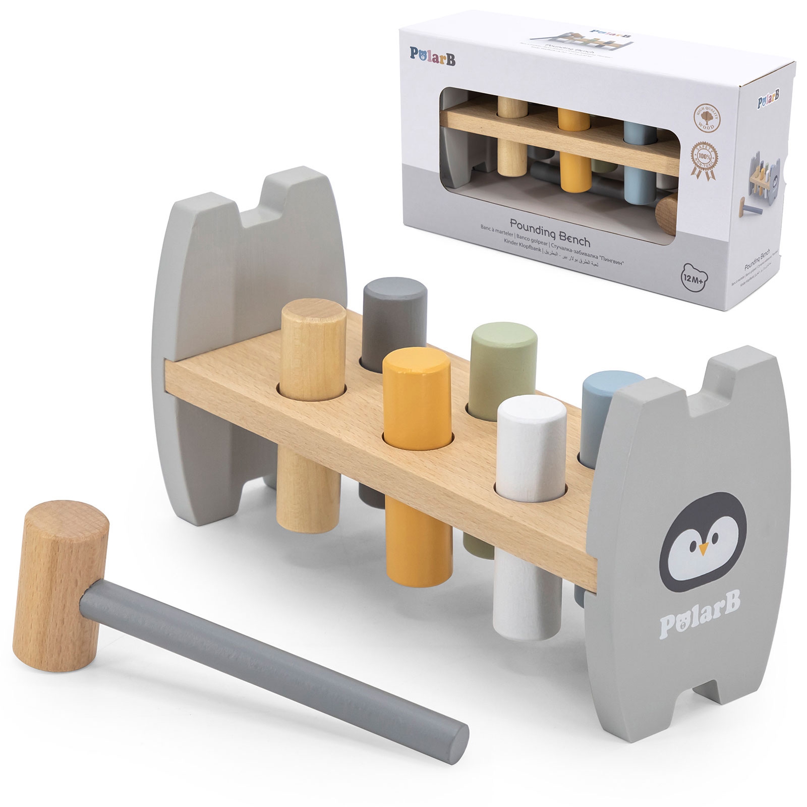 Viga Toys Dřevěné Montessori kladivo Viga PolarB Tučňák