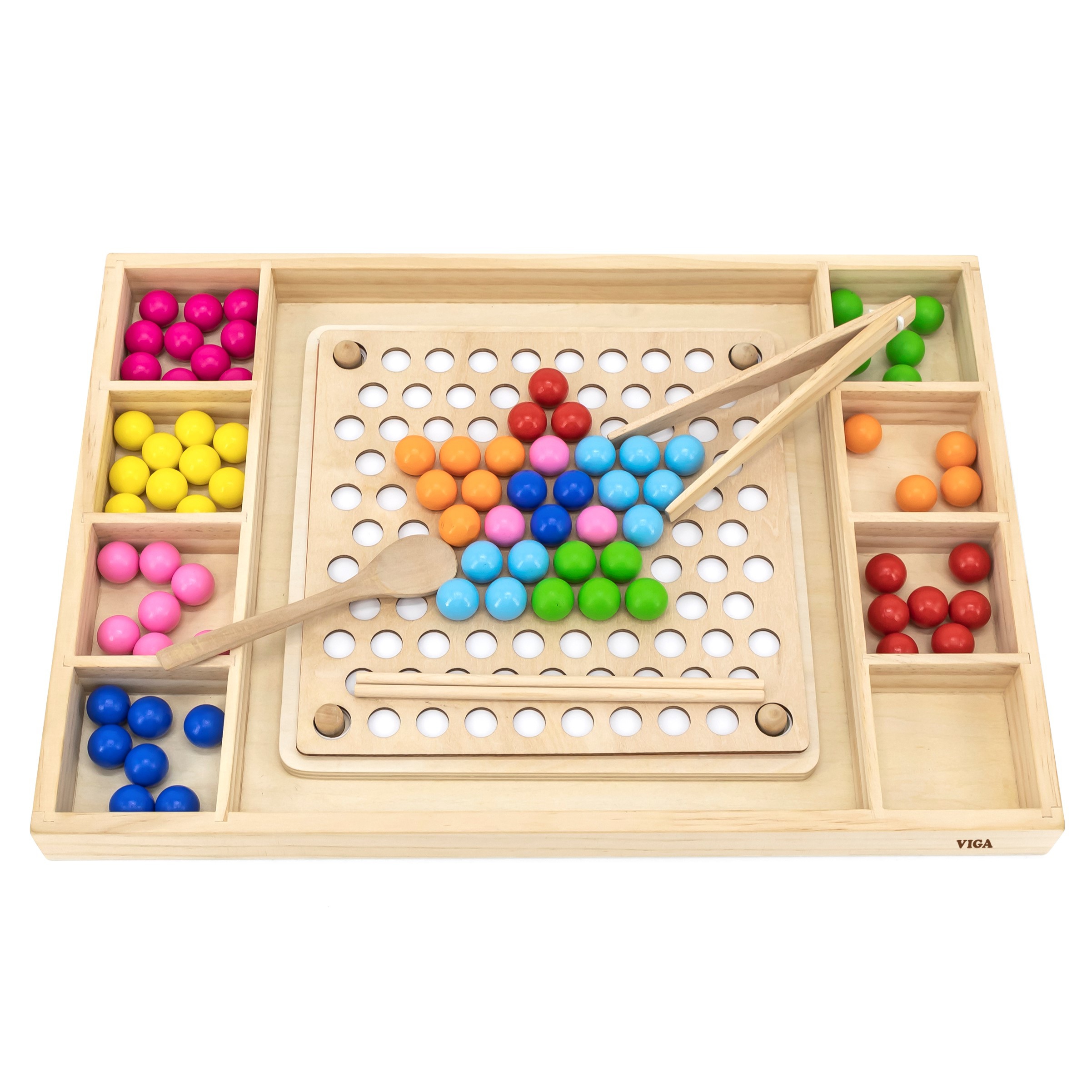 Viga Toys Dřevěná Montessori hra Chyť a přiřaď Viga