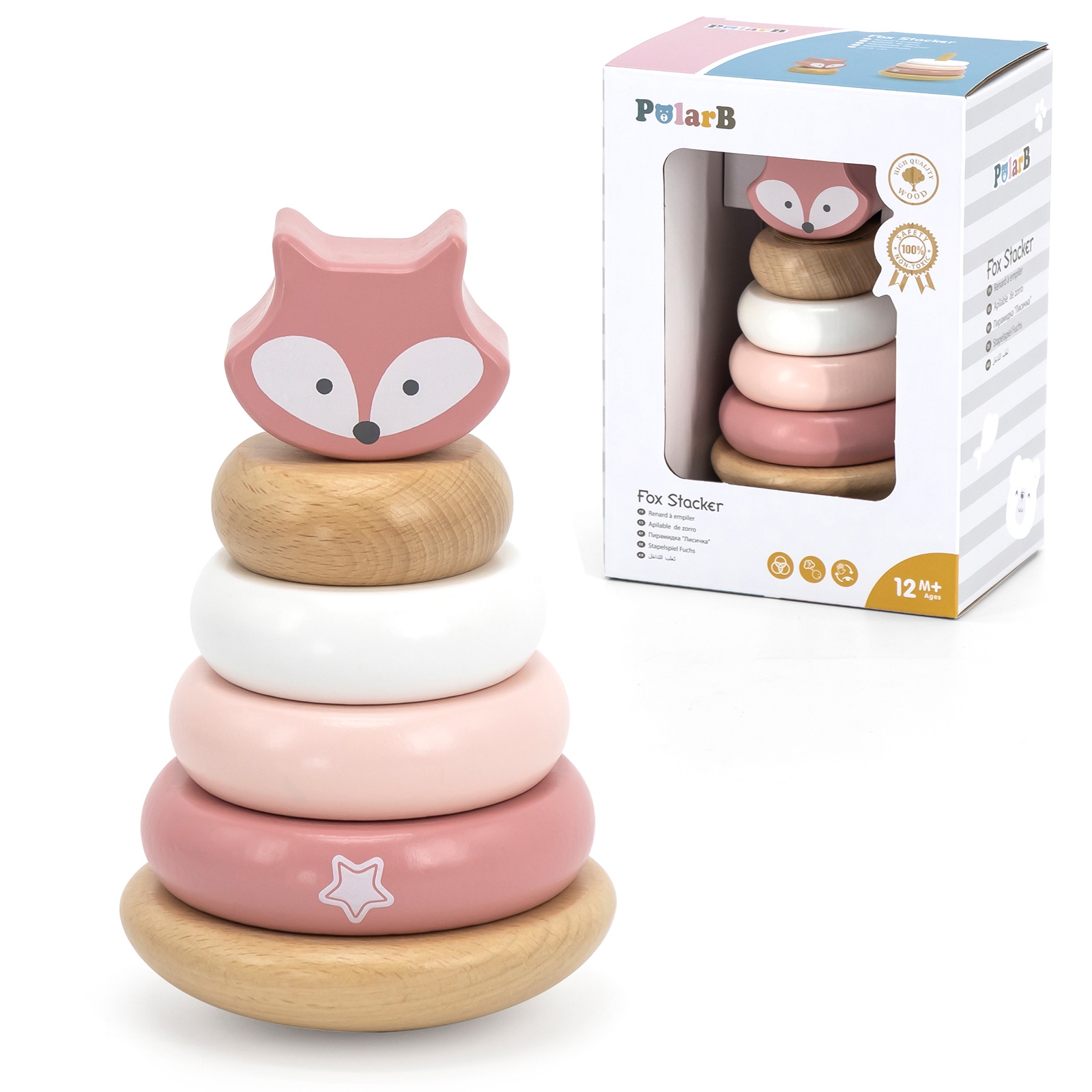 Viga Toys Dřevěné navlékací kroužky Liška Viga PolarB