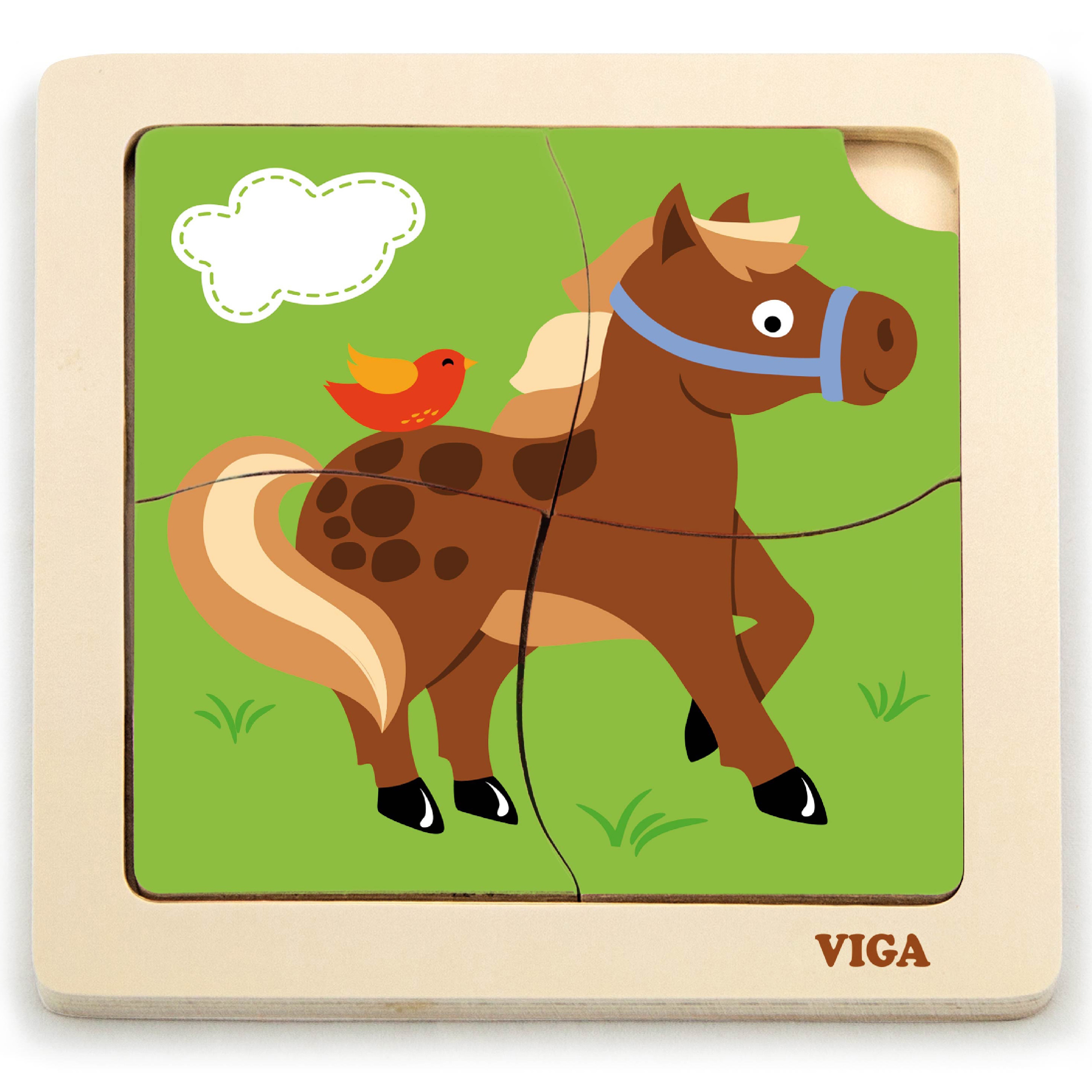 Viga Toys Praktické dřevěné puzzle Viga, Kůň