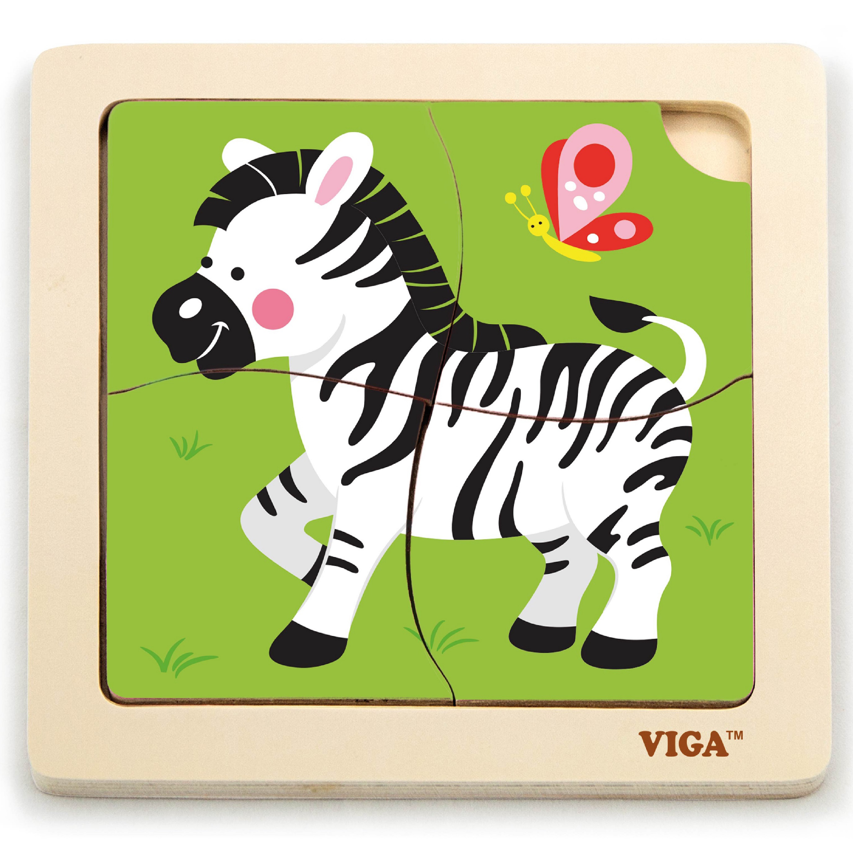 Viga Toys Praktické dřevěné puzzle Viga, Zebra