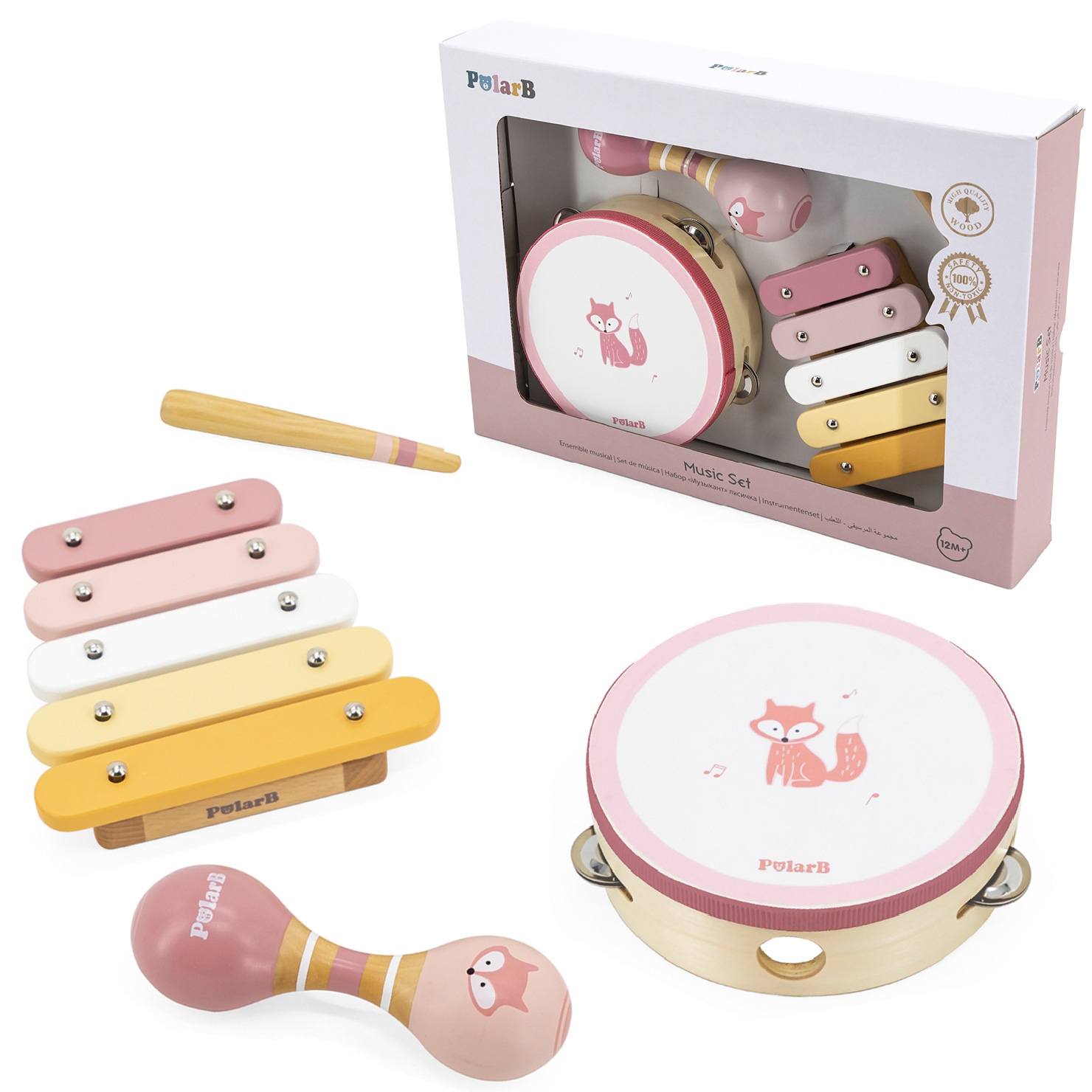 Viga Toys Sada hudebních nástrojů VIGA PolarB růžová