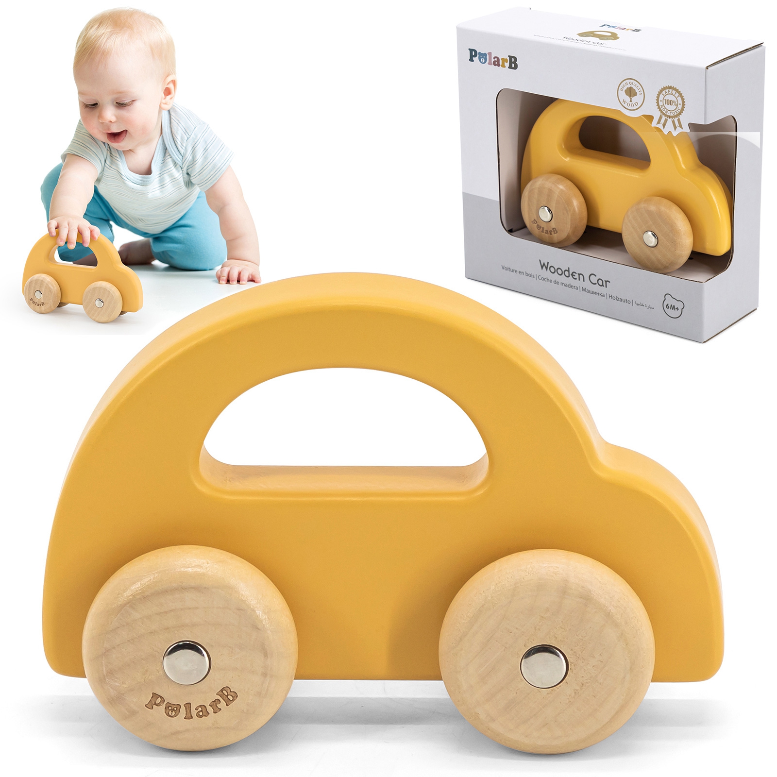 Viga Toys Dřevěné autíčko VIGA PolarB , žluté