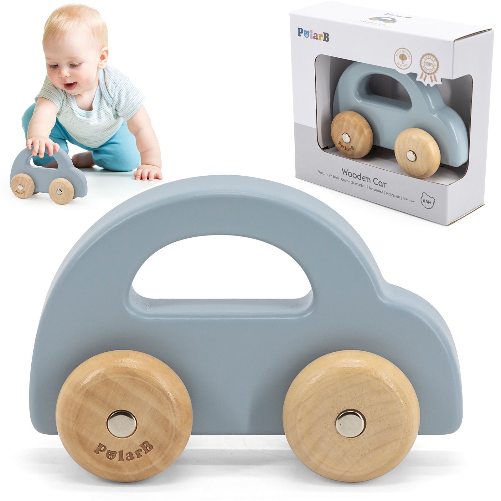 Viga Toys Dřevěné autíčko VIGA PolarB , modré