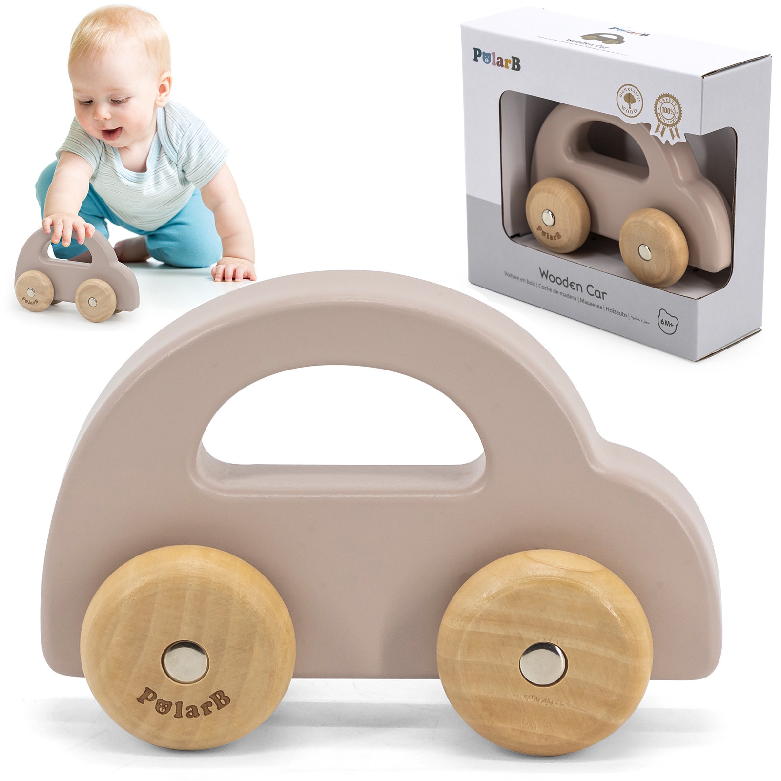 Viga Toys Dřevěné autíčko VIGA PolarB , hnědé