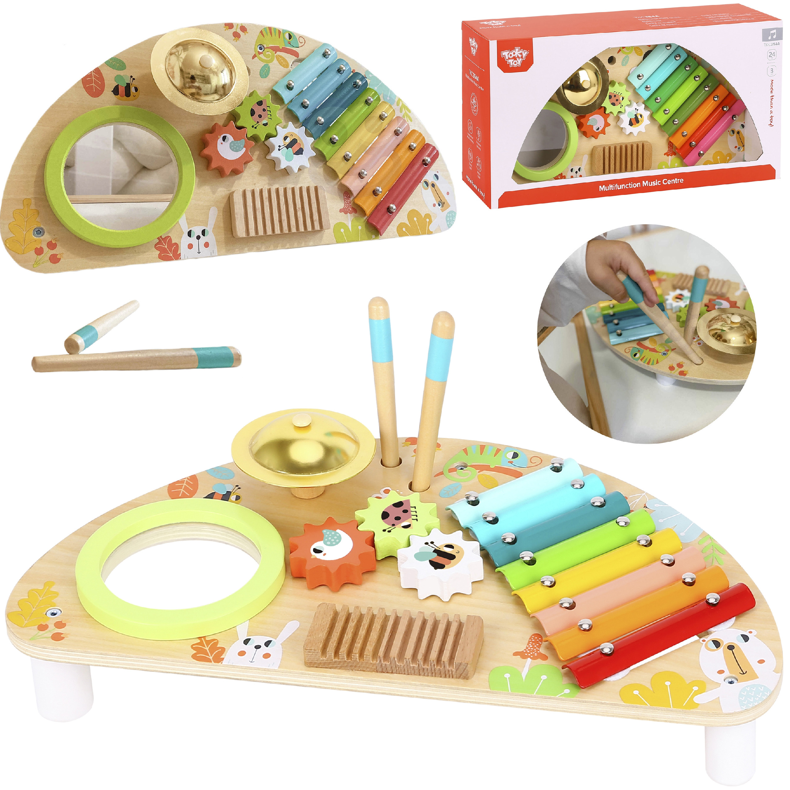 Tooky Toy Dřevěný multifunkční Hudební stolek pro nejmenší Tooky