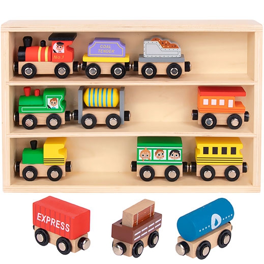 Tooky Toy Dřevěné vláčky s magnetem Tooky