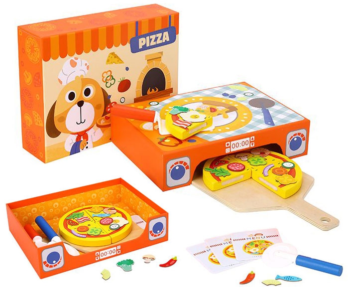 Tooky Toy Dřevěná pizza s doplňky Tooky