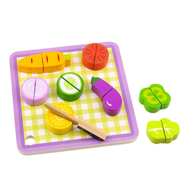Tooky Toy Dřevěné prkénko na krájení s doplňky Tooky