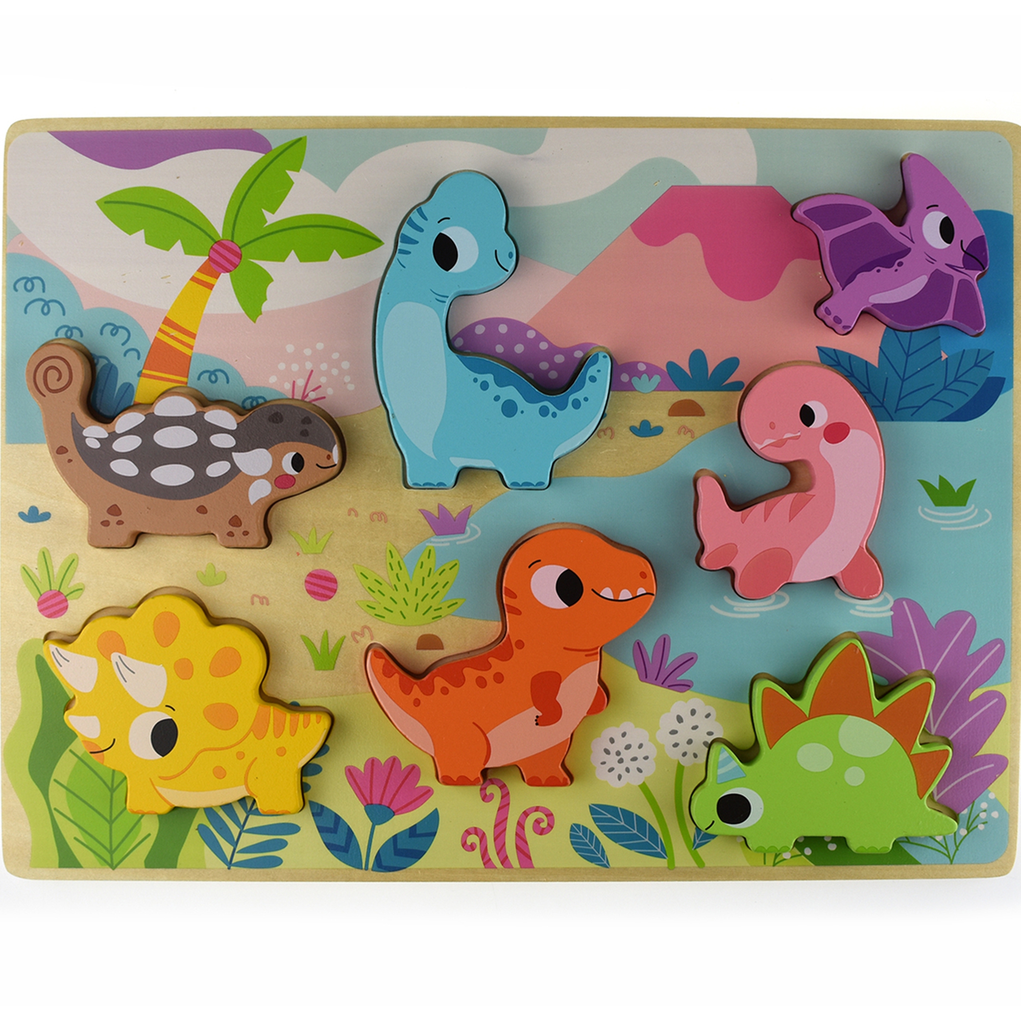 Tooky Toy Dřevěné vkládací puzzle Dinosauři Tooky