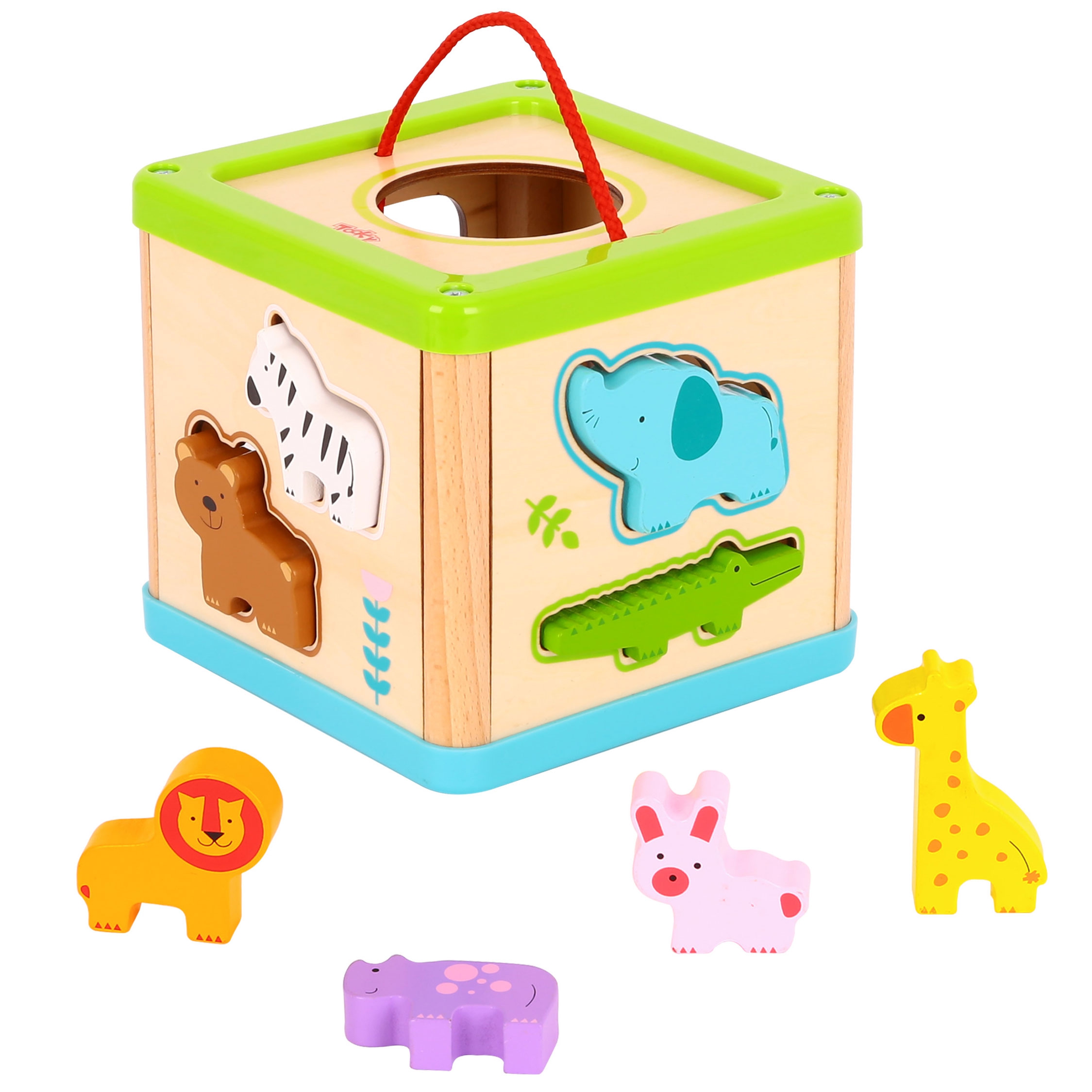 Tooky Toy Dřevěná třídička, vkládačka Kostky zvířátka Tooky