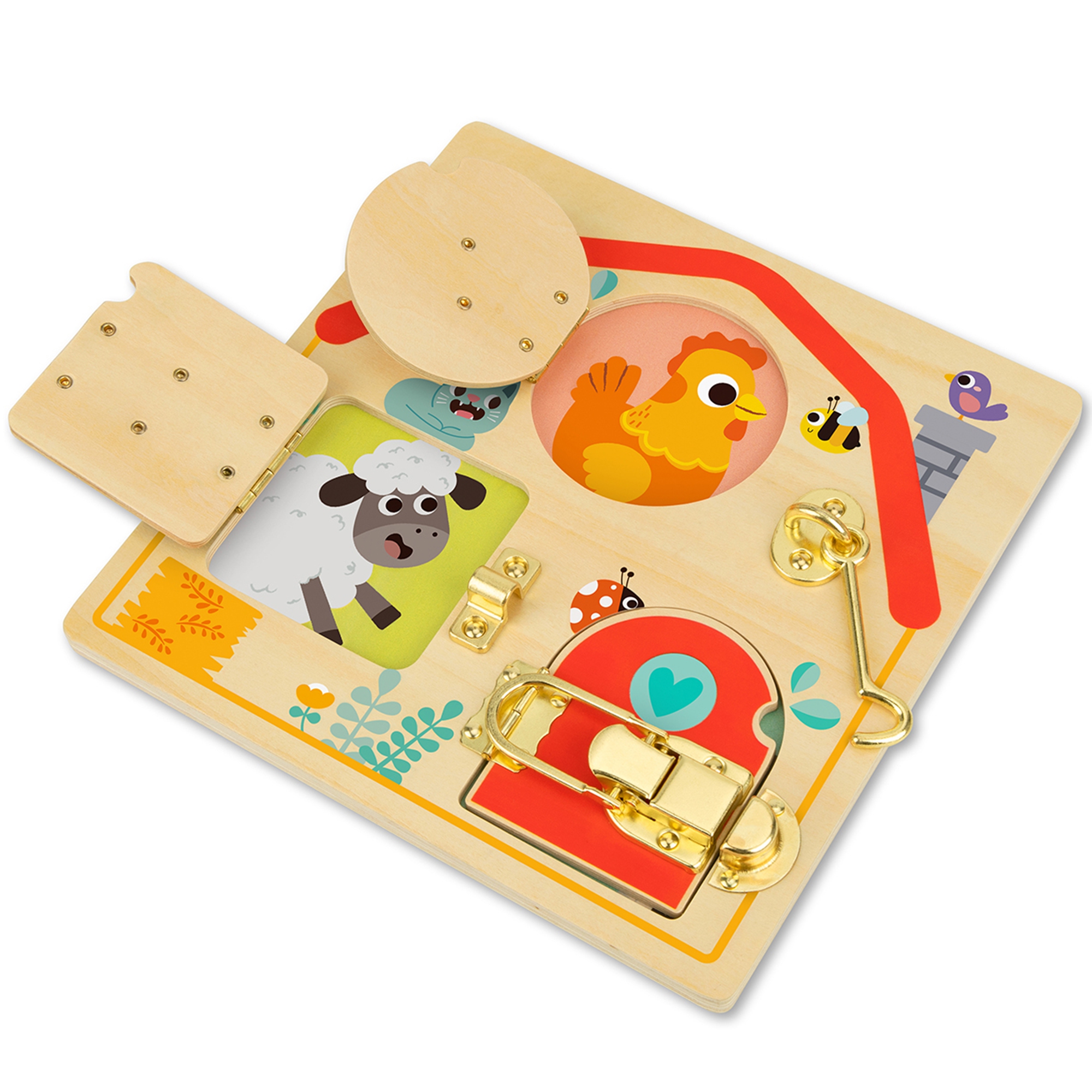 Tooky Toy Dřevěná manipulační deska Zvířátka Tooky