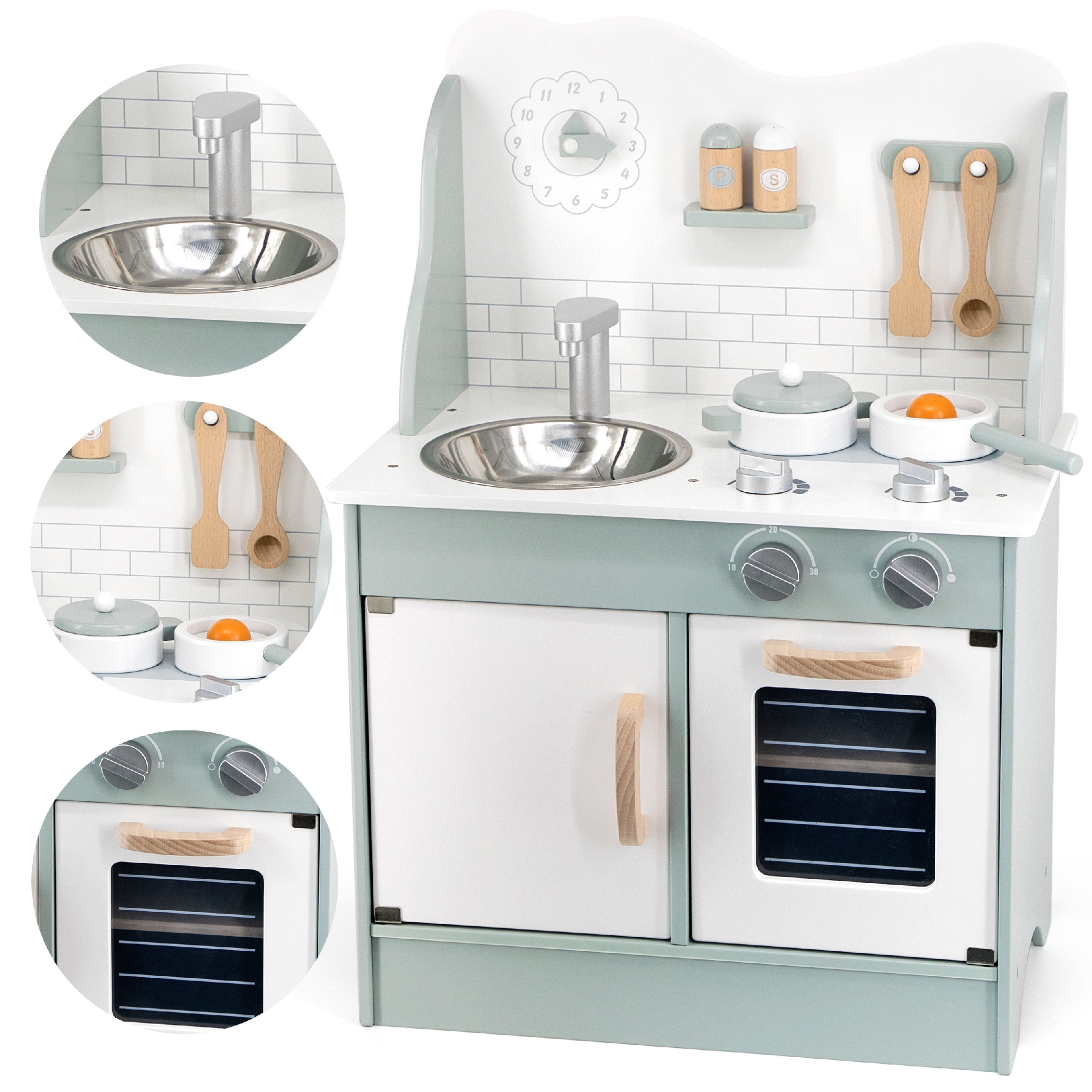 Viga Toys Dřevěná kuchyně s doplňky Viga PolarB, Eco Green