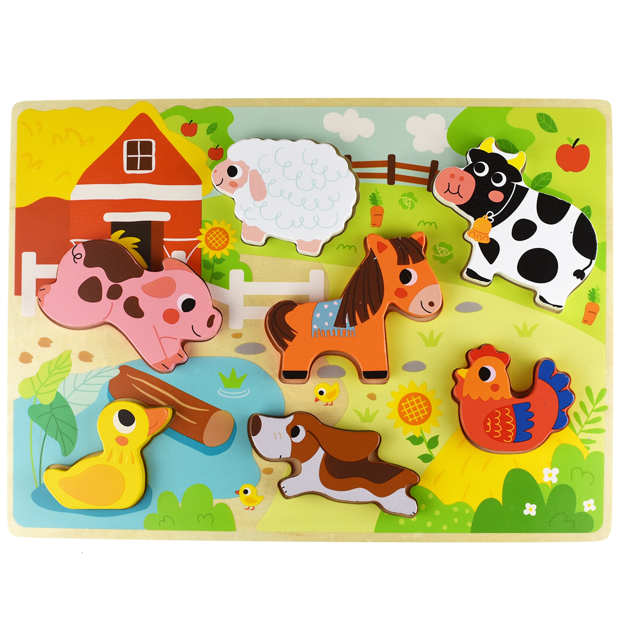 Tooky Toy Dřevěné Montessori puzzle Hospodářská zvířata Tooky