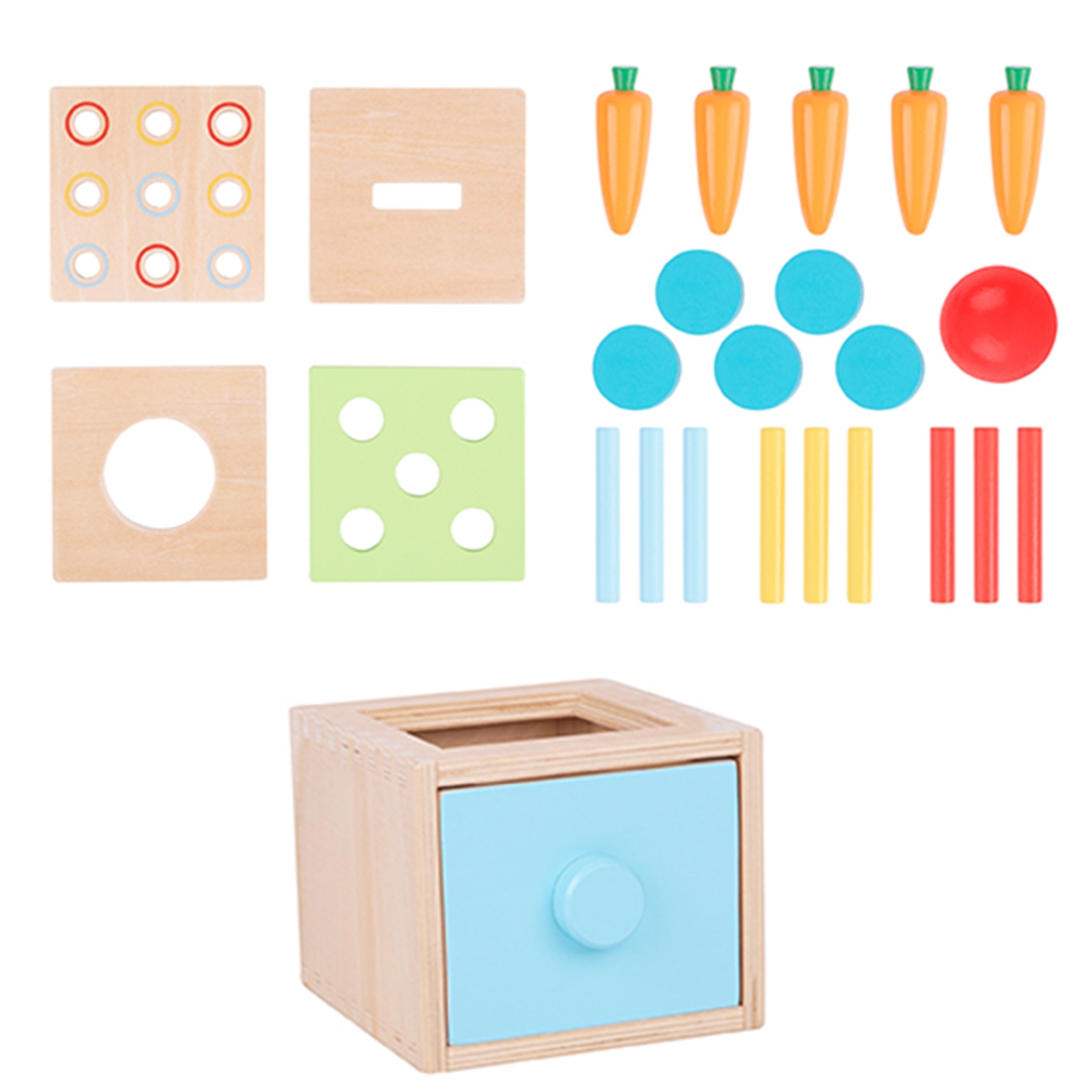 Tooky Toy Dřevěná Montessori vkládačka učení barev 4v1 Tooky