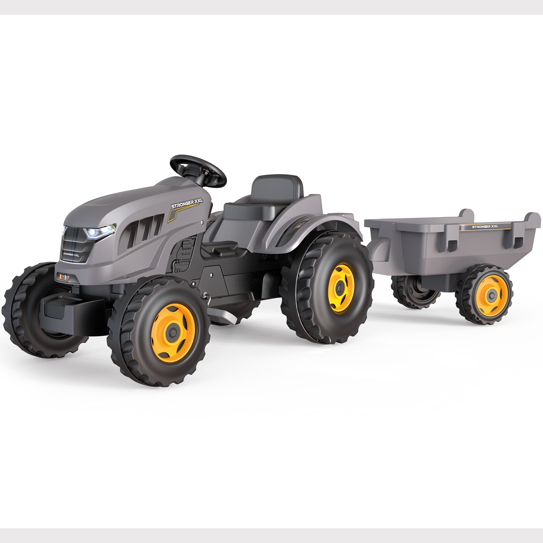 Smoby Šlapací XXL traktor s přívěsem Smoby, šedý