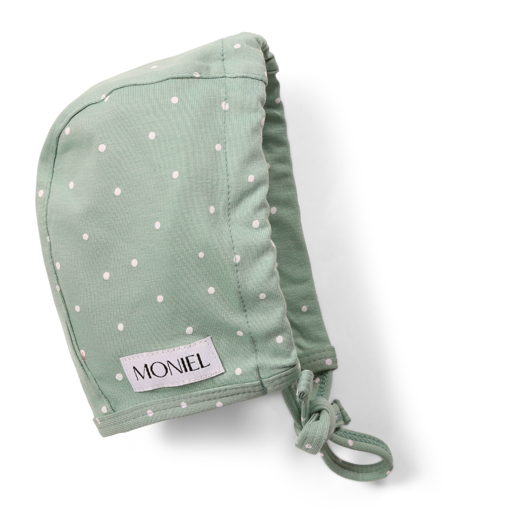 Moniel Dětská rostoucí zavazovací čepice Dots mintová Velikost: 0-2 M