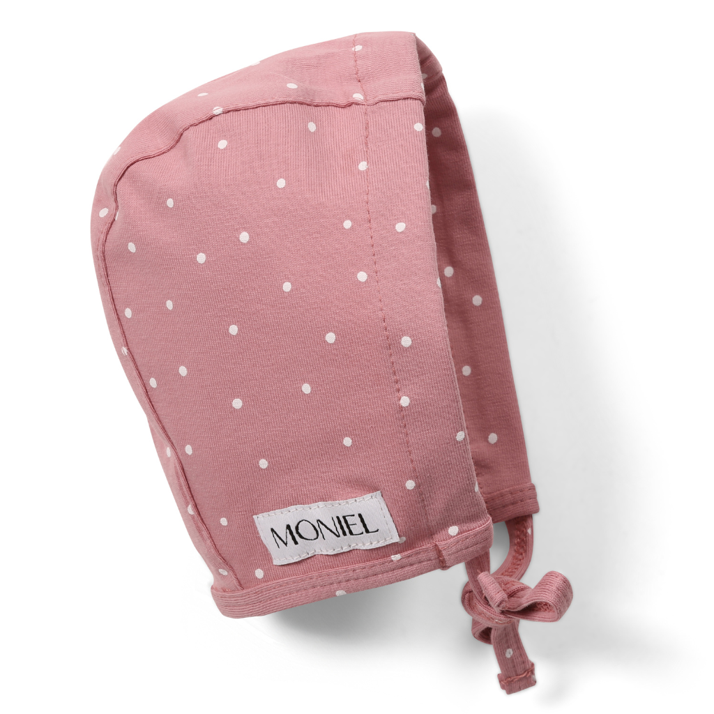 Moniel Dětská rostoucí zavazovací čepice Dots růžová Velikost: 0-2 M