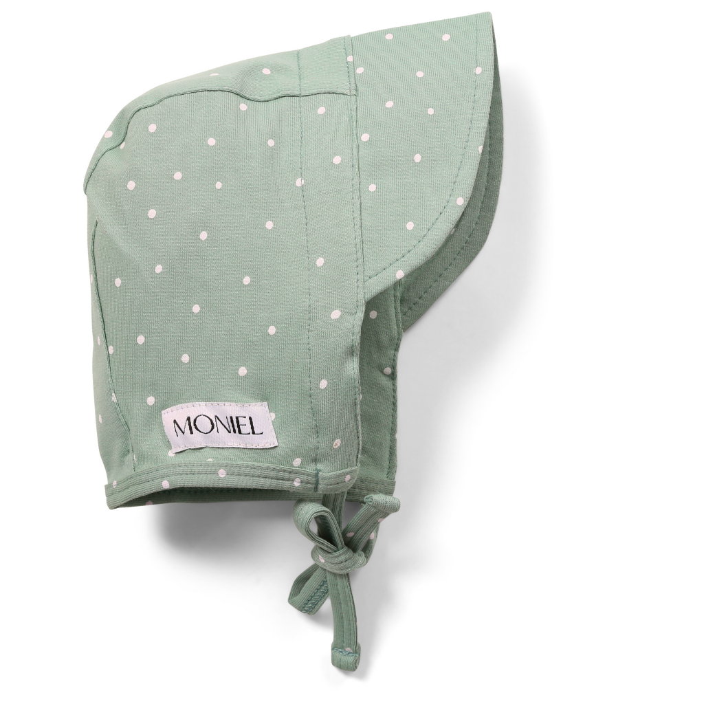 Moniel Dětská rostoucí zavazovací čepice s kšiltem Dots mintová Velikost: 0-2 M