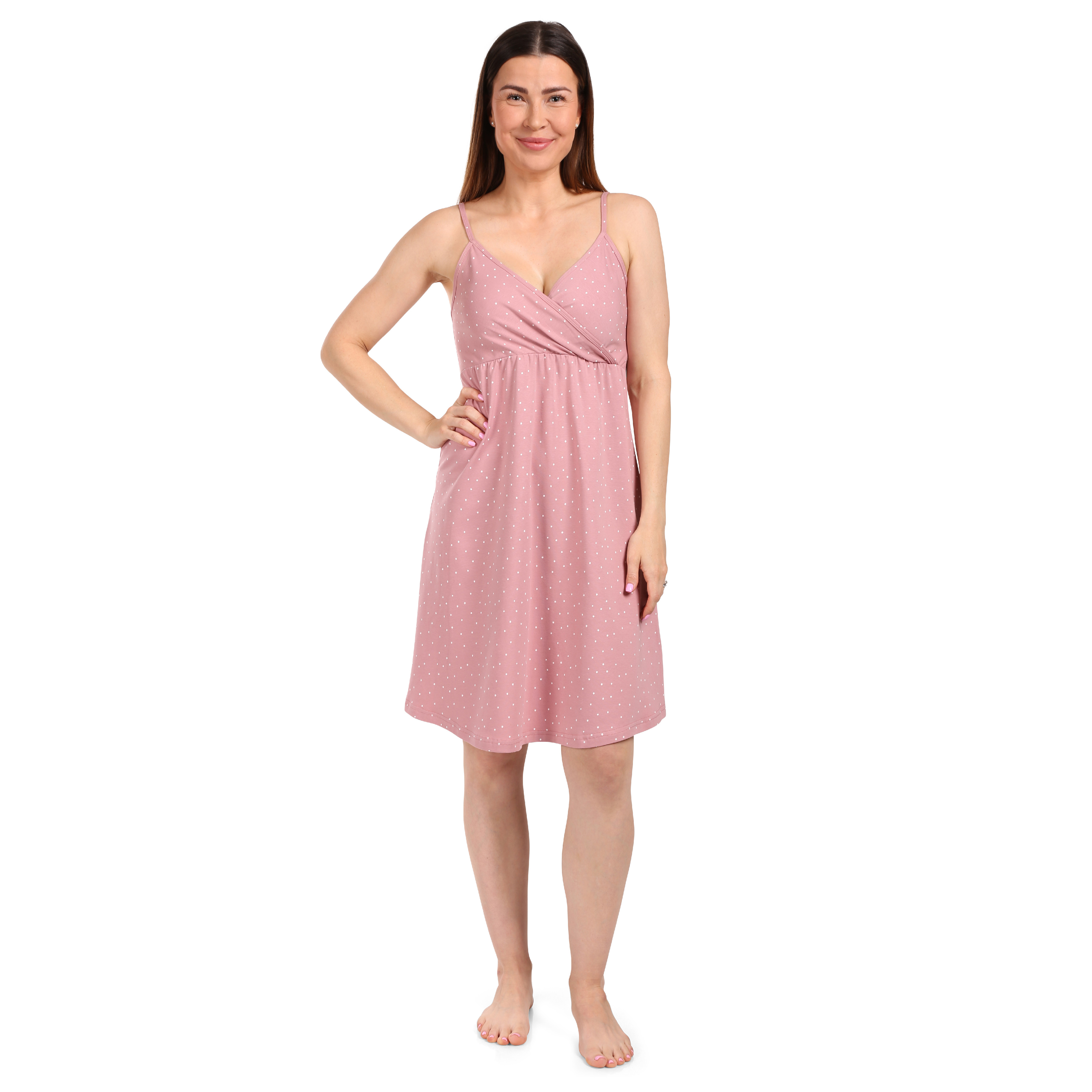 Moniel kojící a těhotenská košilka/šaty na ramínka Dots růžová Velikost: XXL