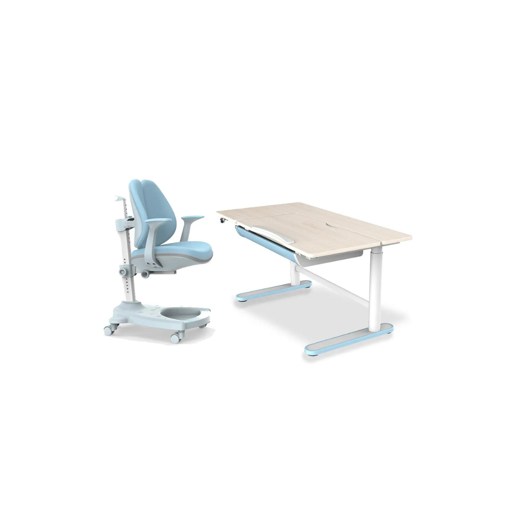 Spacetronik Set - Ergonomická dětská židle a elektrický dětský rostoucí psací stůl s šuplíkem a náklopným mechanismem Rozměr a barva: 112x60 modrá