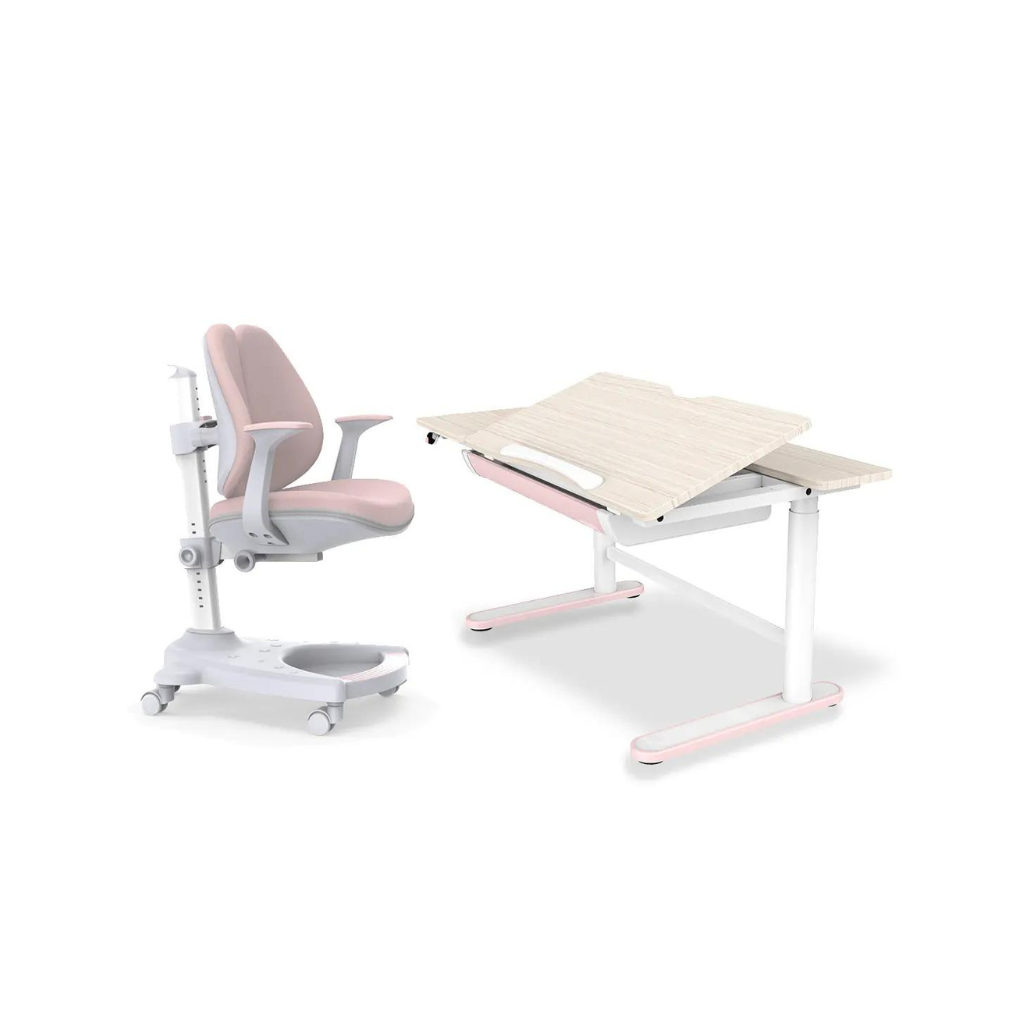 Spacetronik Set - Ergonomická dětská židle a elektrický dětský rostoucí psací stůl s šuplíkem a náklopným mechanismem Rozměr a barva: 112x60 růžová