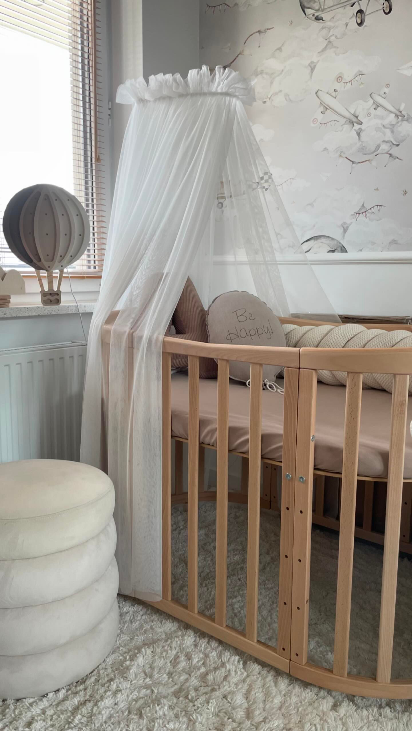Monbaby nábytek Waldin Tylový baldachýn na dětskou postýlku + rám baldachýnu Barva: Ecru