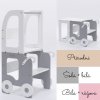 Učící věž 2v1 Trolley by Toddler in Family - přírodní, šedá/bílá, bílá/růžová