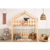 Domečková patrová dětská postel z masivního dřeva v přírodní barvě Kaiko PA