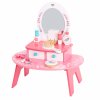 Růžový dřevěný kosmetický toaletní stolek se zrcadlem Tooky